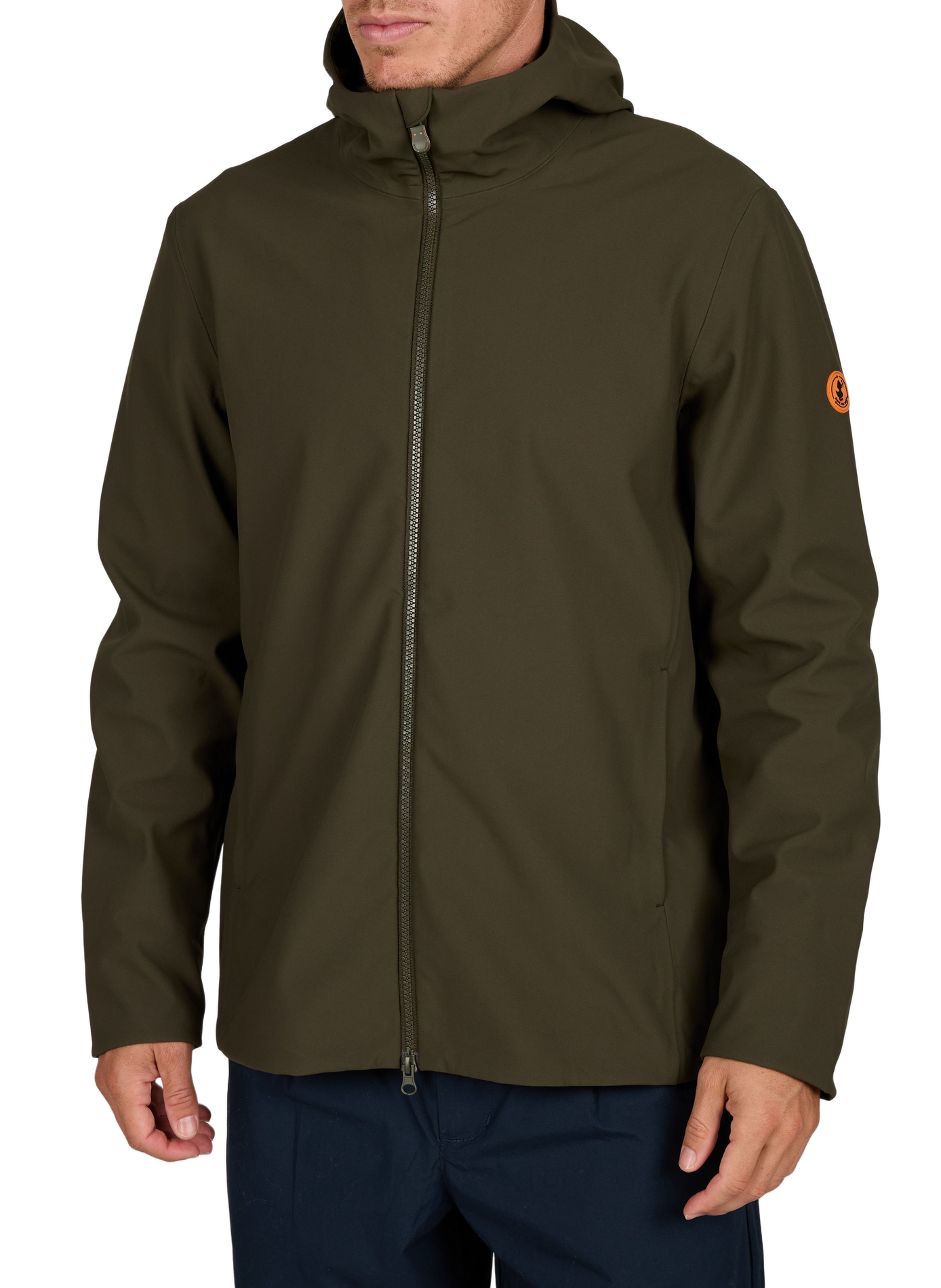 Einfarbige gerade geschnittene Jacke mit Stehkragen und Reißverschluss SAVE THE DUCK Khaki