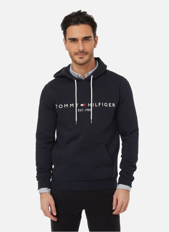 Organic cotton logo hoodie Blue by TOMMY HILFIGER TOMMY HILFIGER Organic cotton logo hoodie Blue
