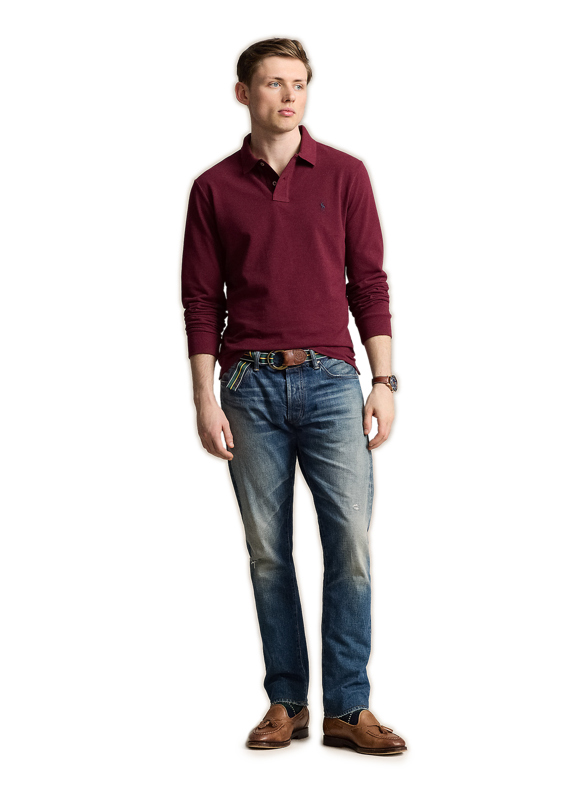 Long-sleeved cotton piqué polo shirt POLO RALPH LAUREN Red