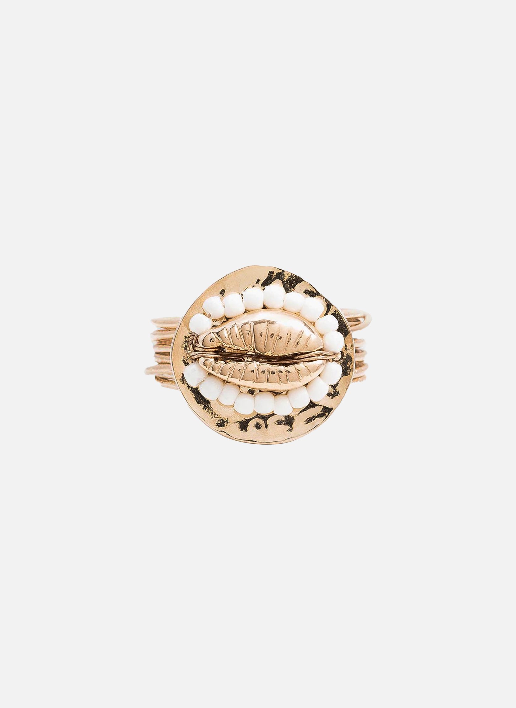 Bague avec coquillage en laiton doré solar HIPANEMA Doré