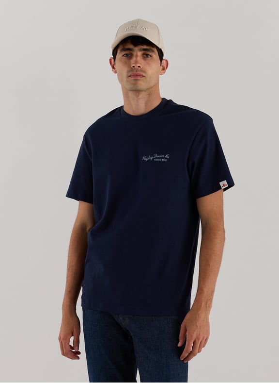 Classic Cotton T-Shirt Blue by REPLAY REPLAY Classic Cotton T-Shirt Blue