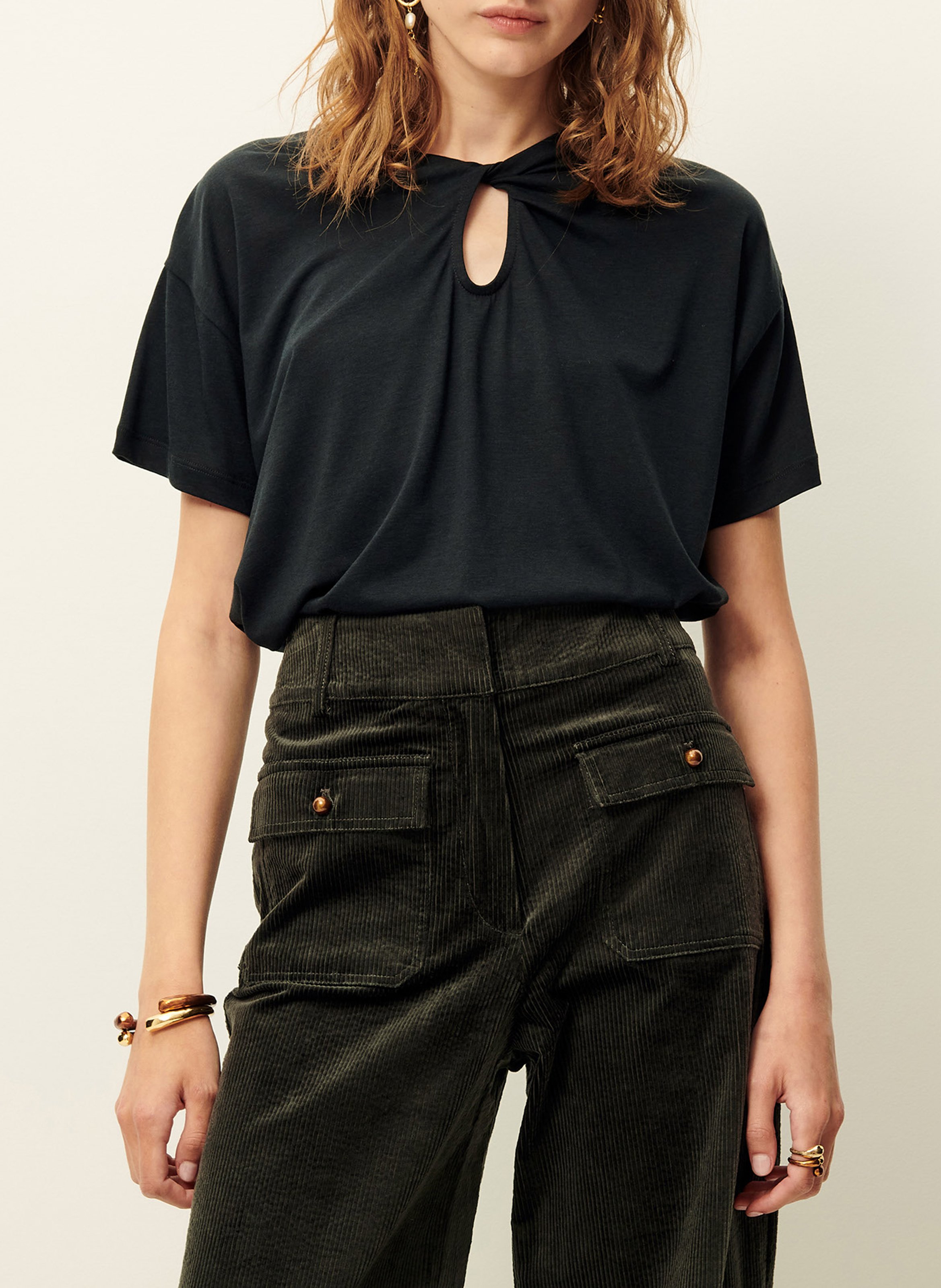 SESSUN Tee-shirt manches courtes twisté tootwist Noir
