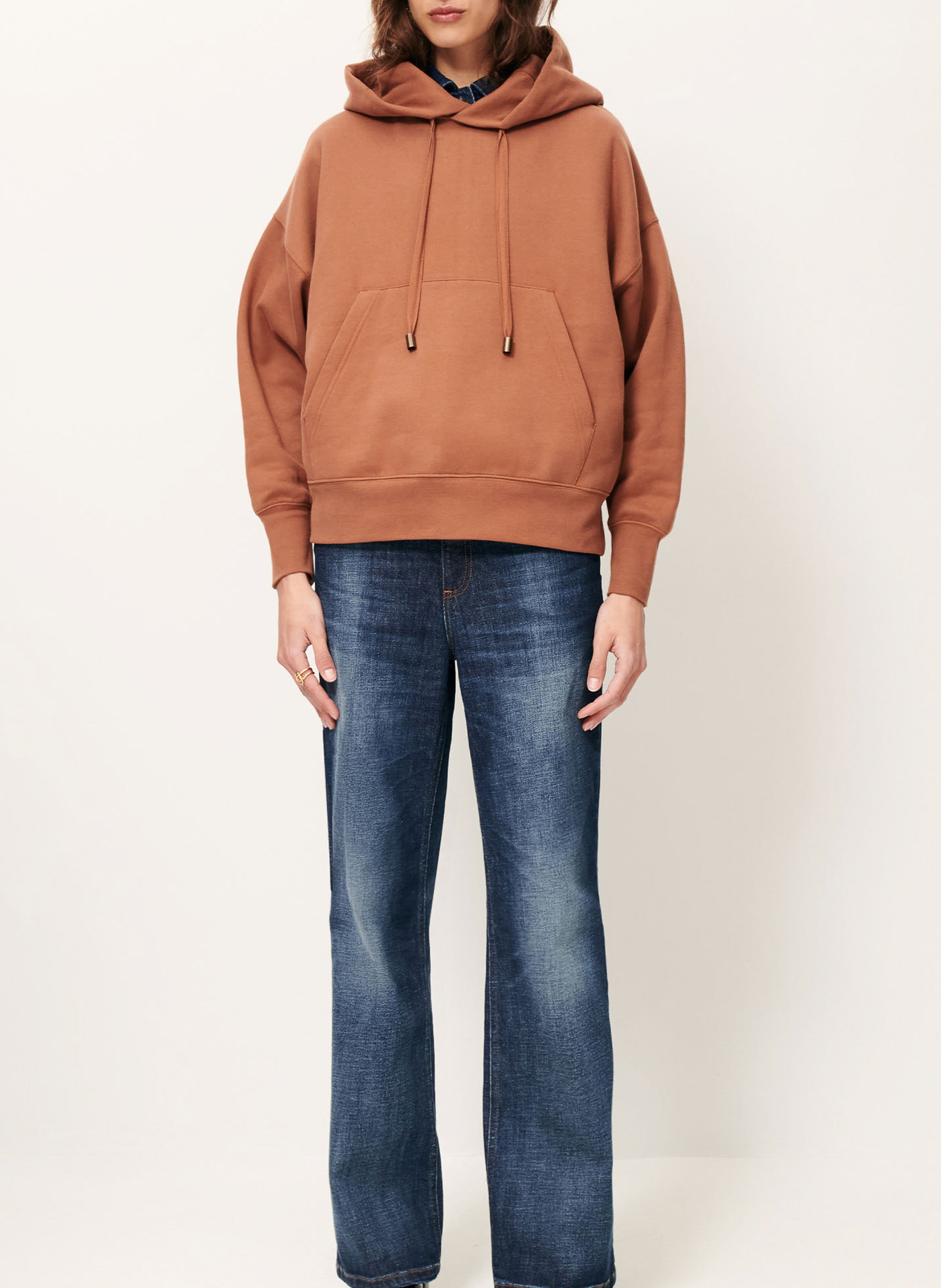 Sweat oversize à capuche en coton hoodie SESSUN Marron