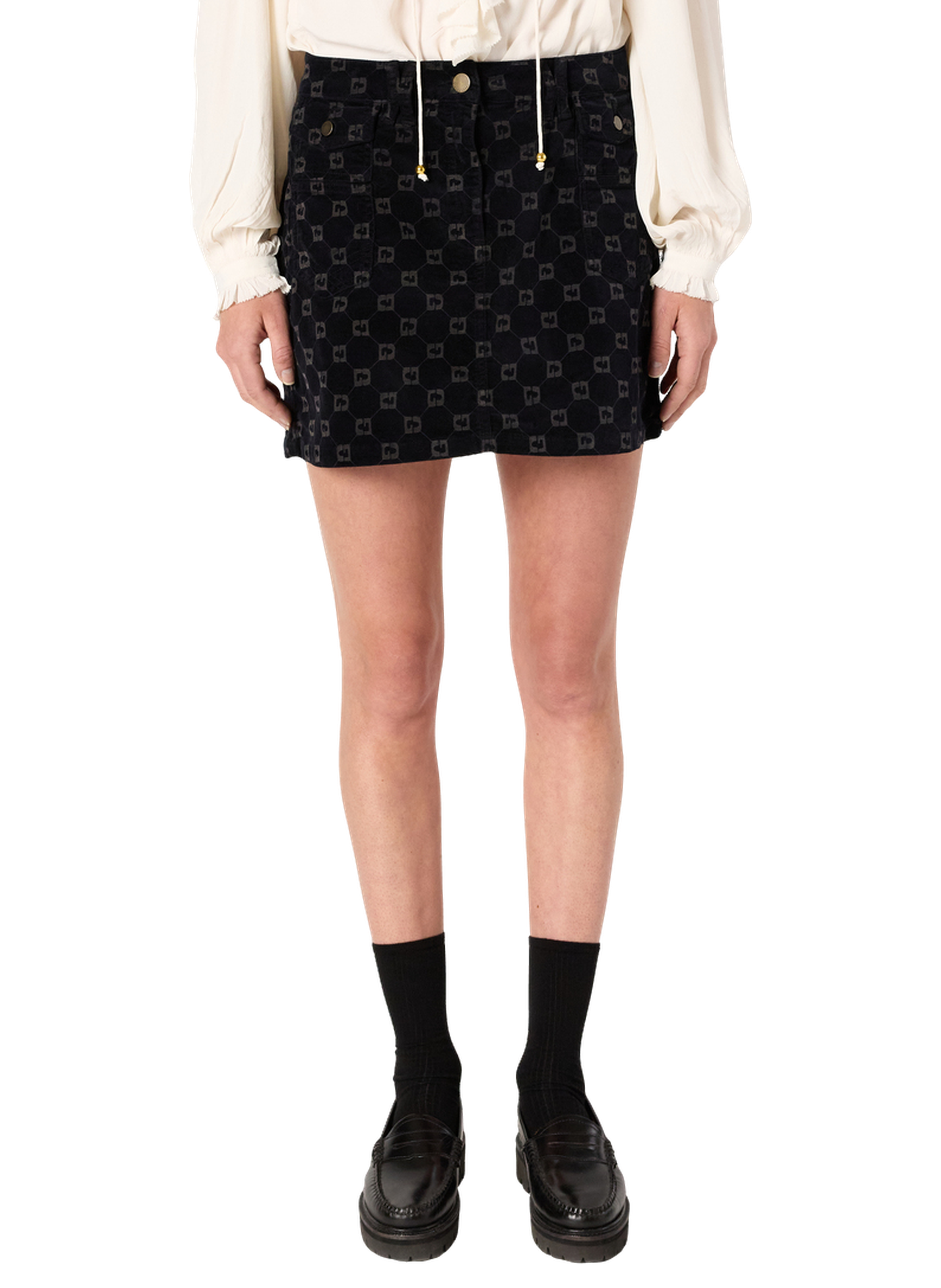 Mini-jupe en velours à monogramme - imma GERARD DAREL Bleu