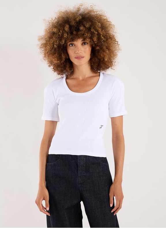 T-shirt cintré en coton Blanc by JACQUEMUS JACQUEMUS T-shirt cintré en coton Blanc