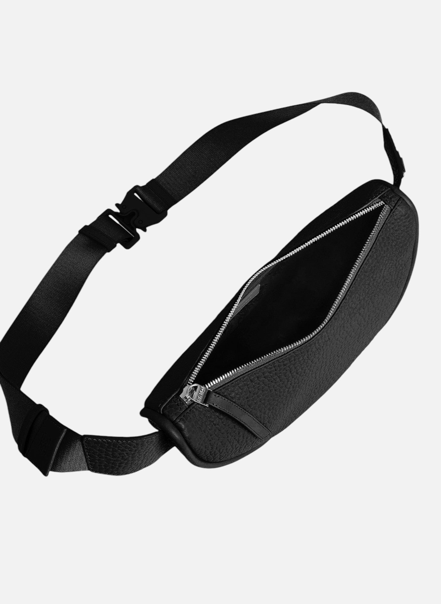 Sac banane noah en cuir grain buffle et cuir lisse Noir