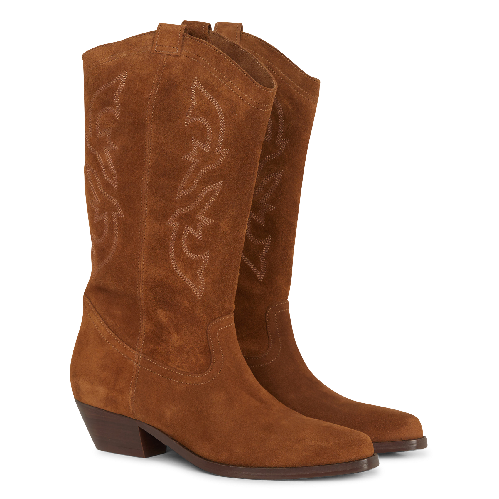 Bottines à broderies en cuir claurys BA&SH Marron