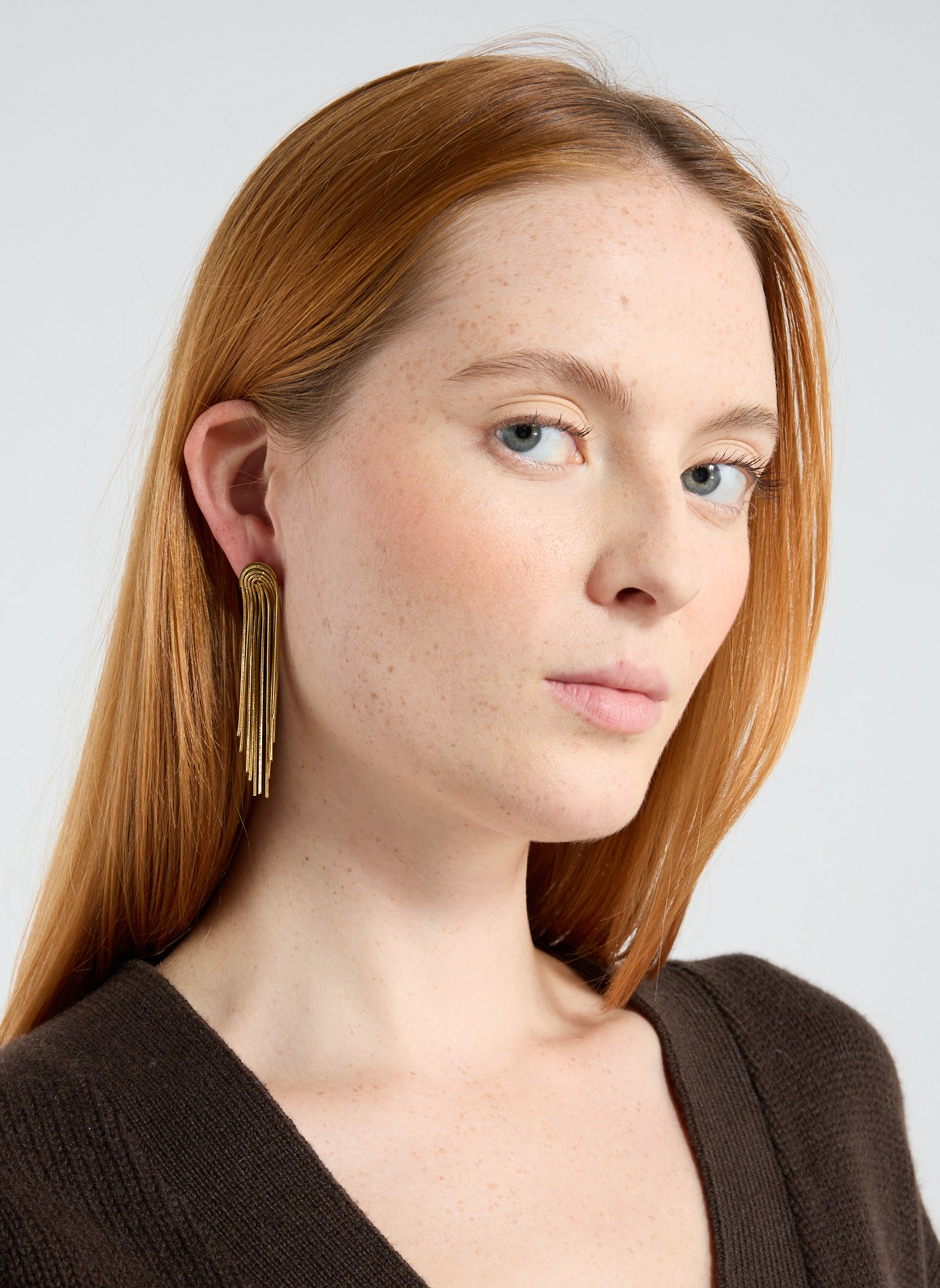 Boucles d'oreilles à chaînes pendantes AU PRINTEMPS PARIS Doré