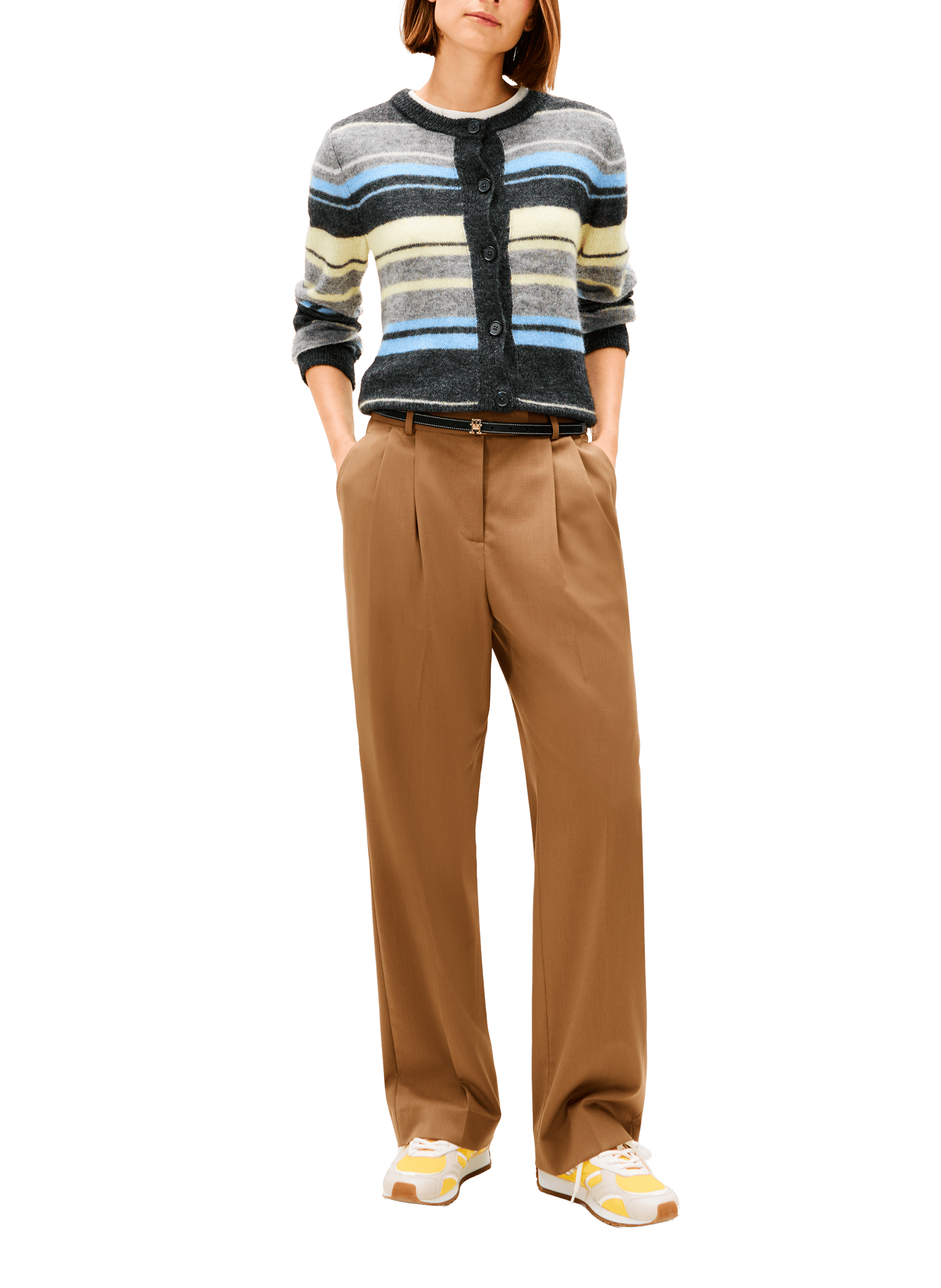 Cardigan droit rayé en alpaga mélangé TOMMY HILFIGER Multicolore