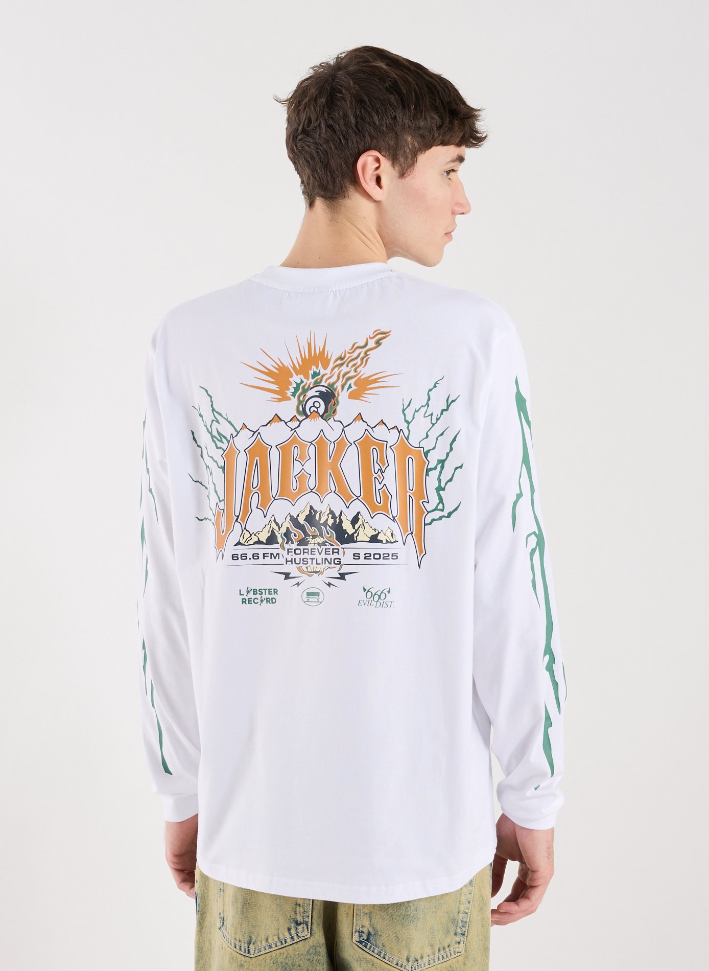 T-Shirt manches longues imprimé en coton JACKER. Blanc