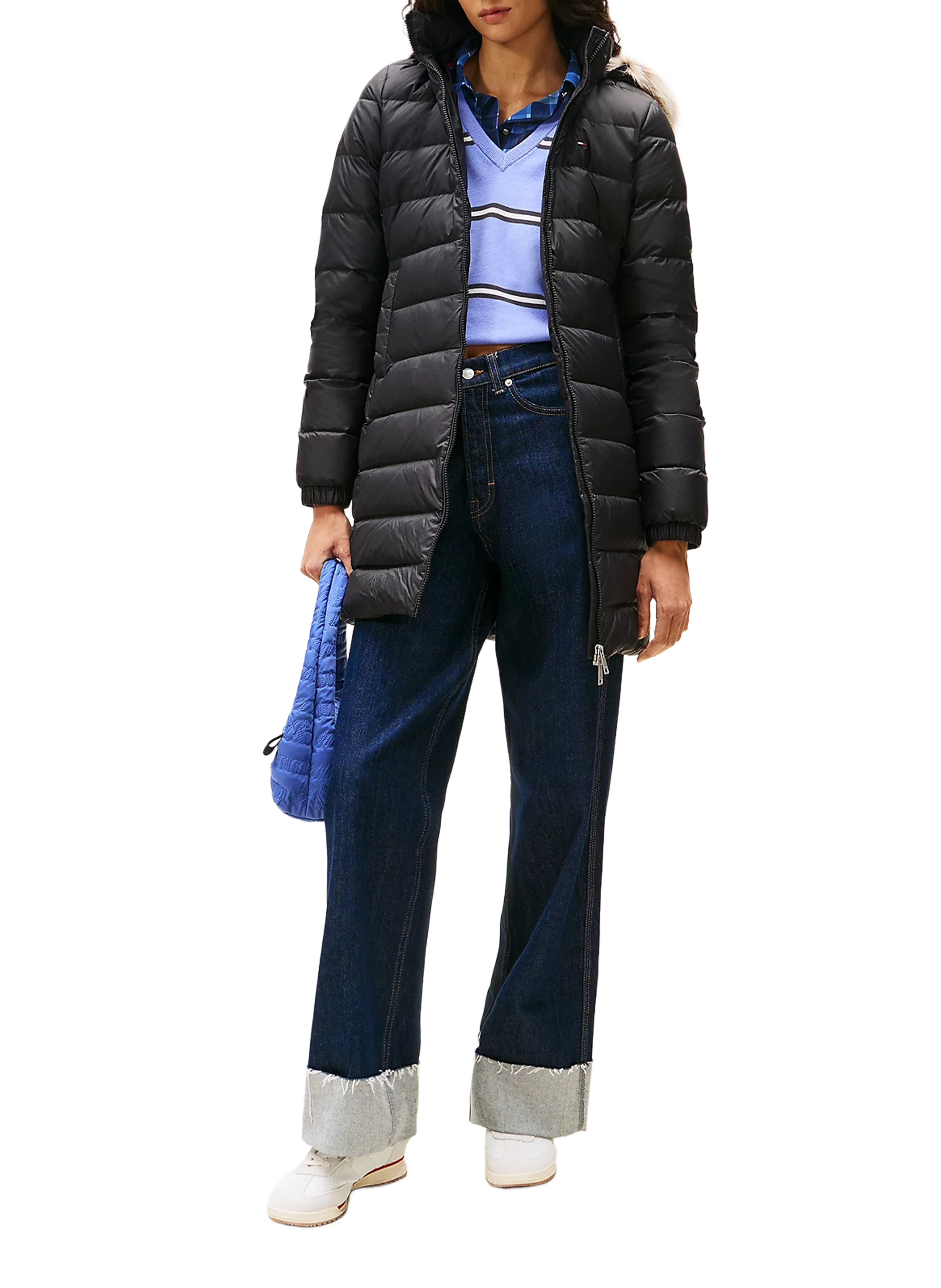 Fitted Hooded Puffer Jacket TOMMY HILFIGER Black