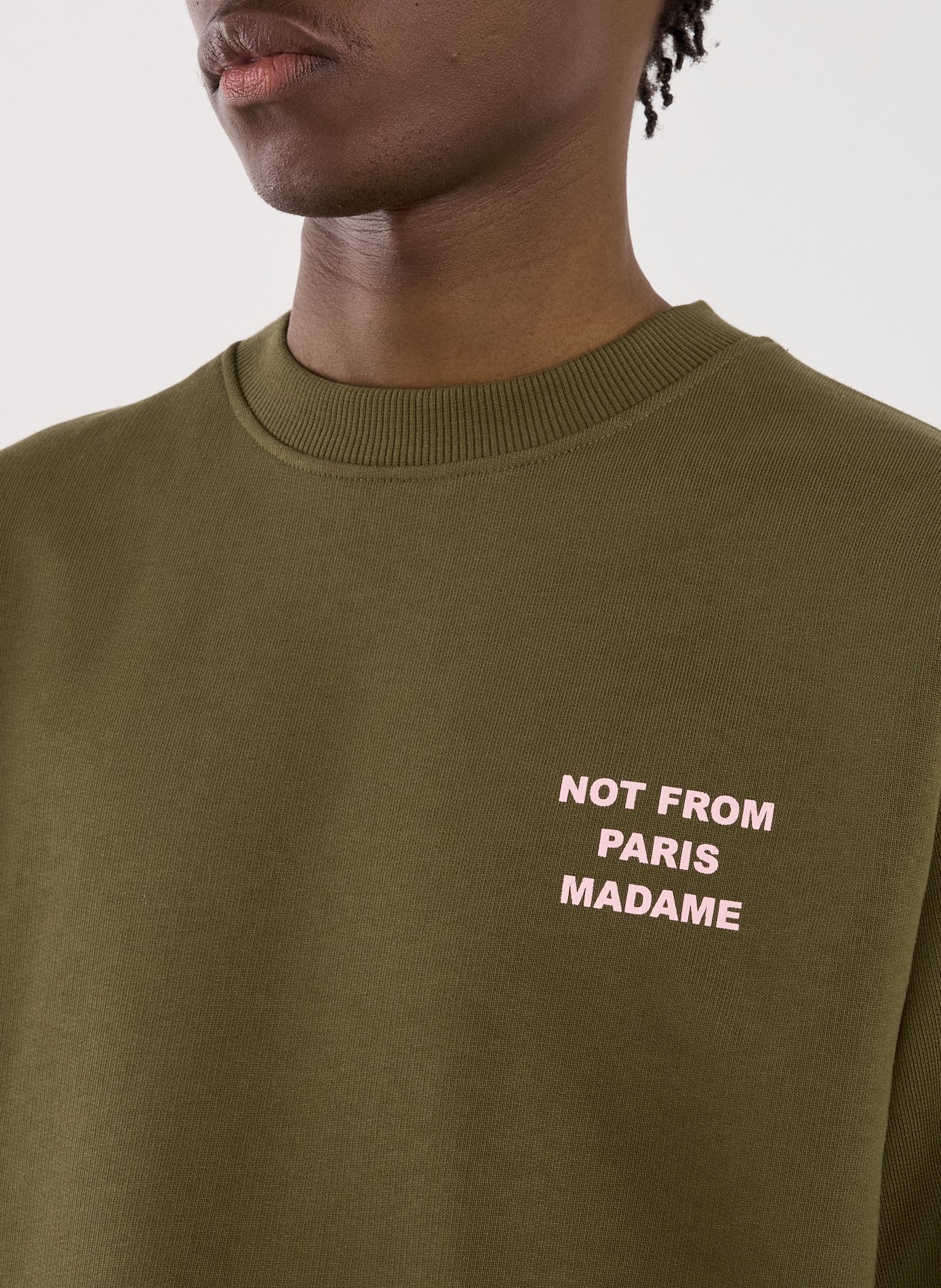 Sweat col rond en coton DROLE DE MONSIEUR Kaki