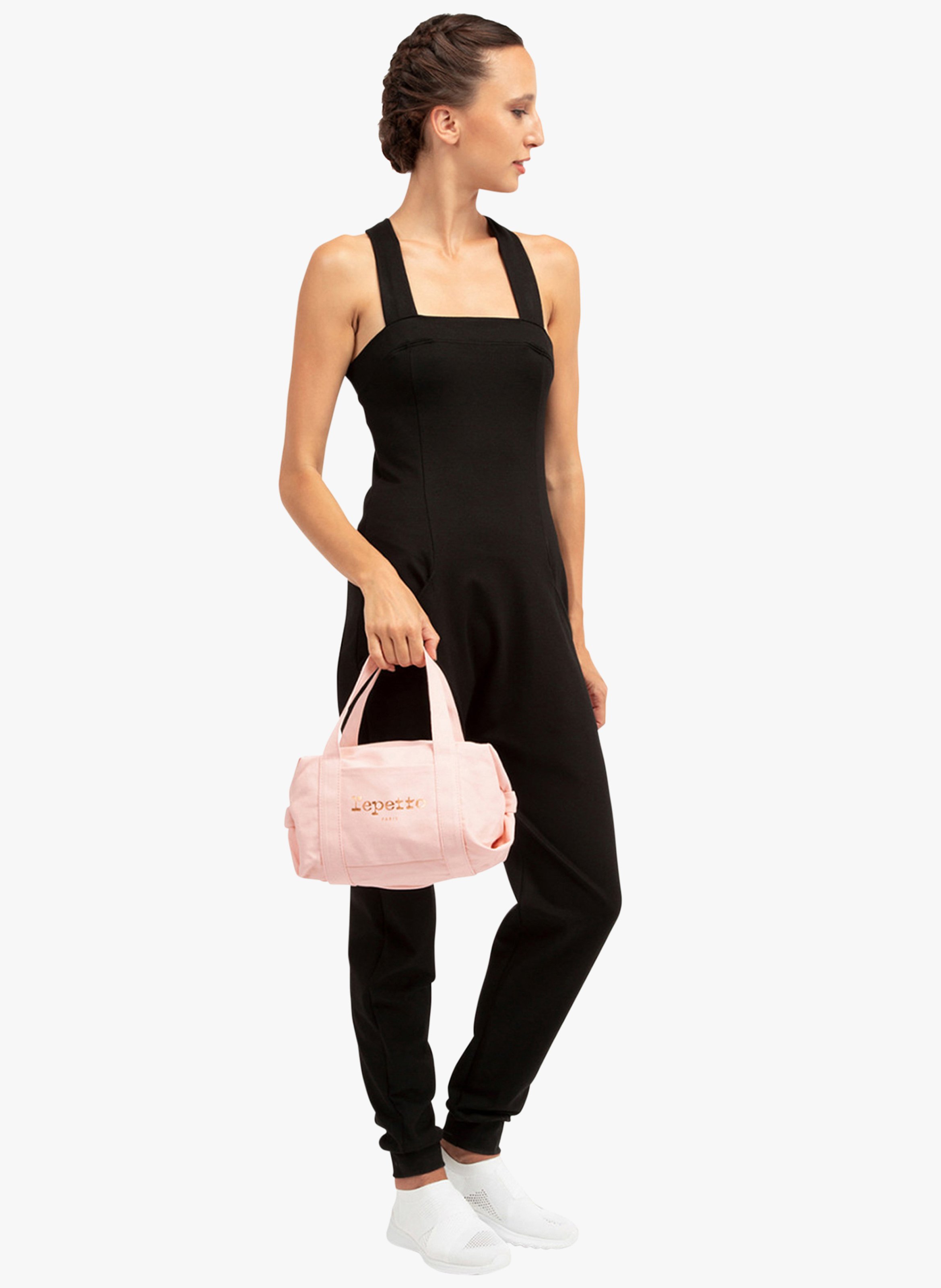 Sac épaule polochon logo imprimé en coton REPETTO Rose