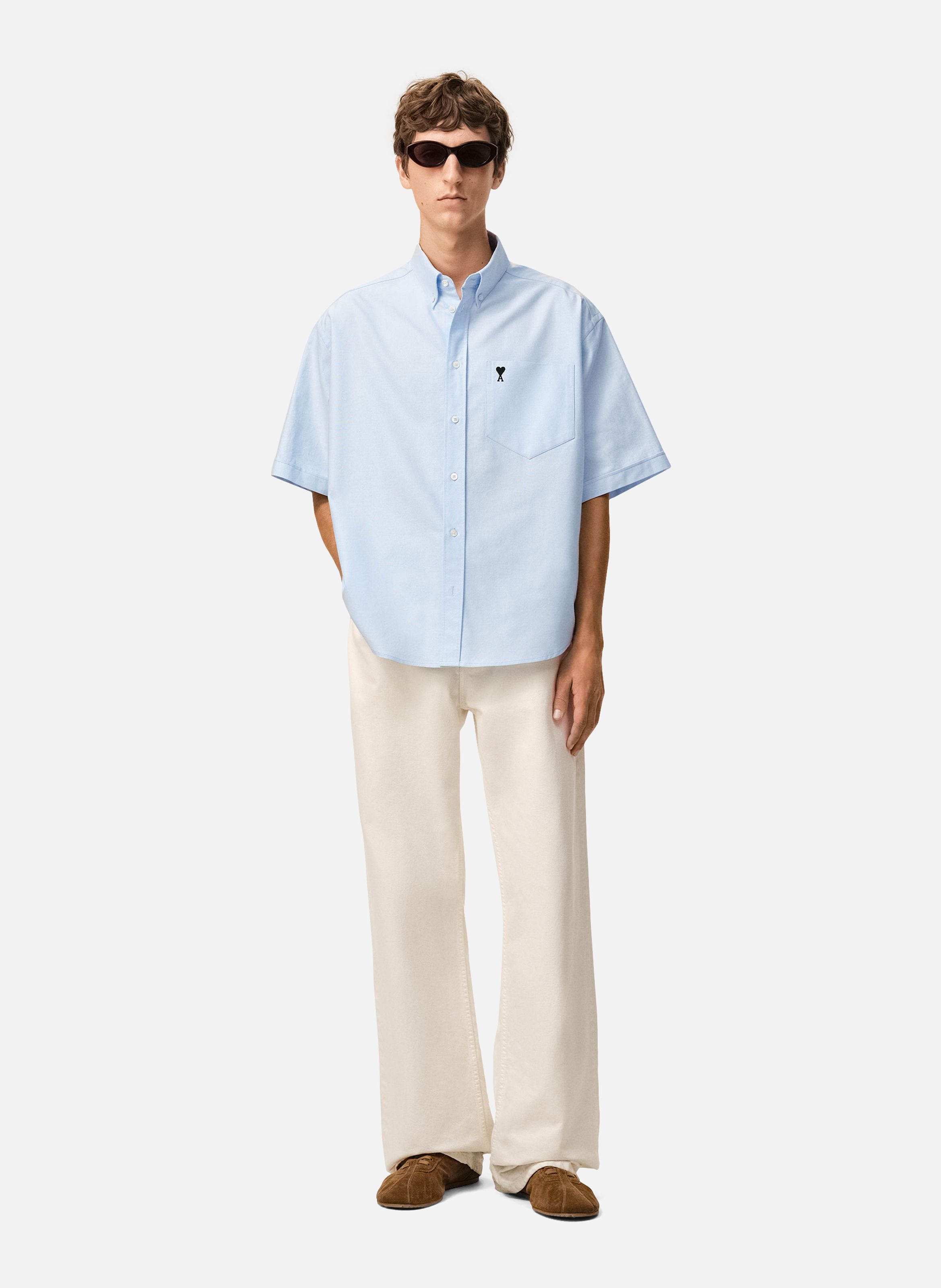 Chemise boxy ami de coeur en coton AMI PARIS Bleu