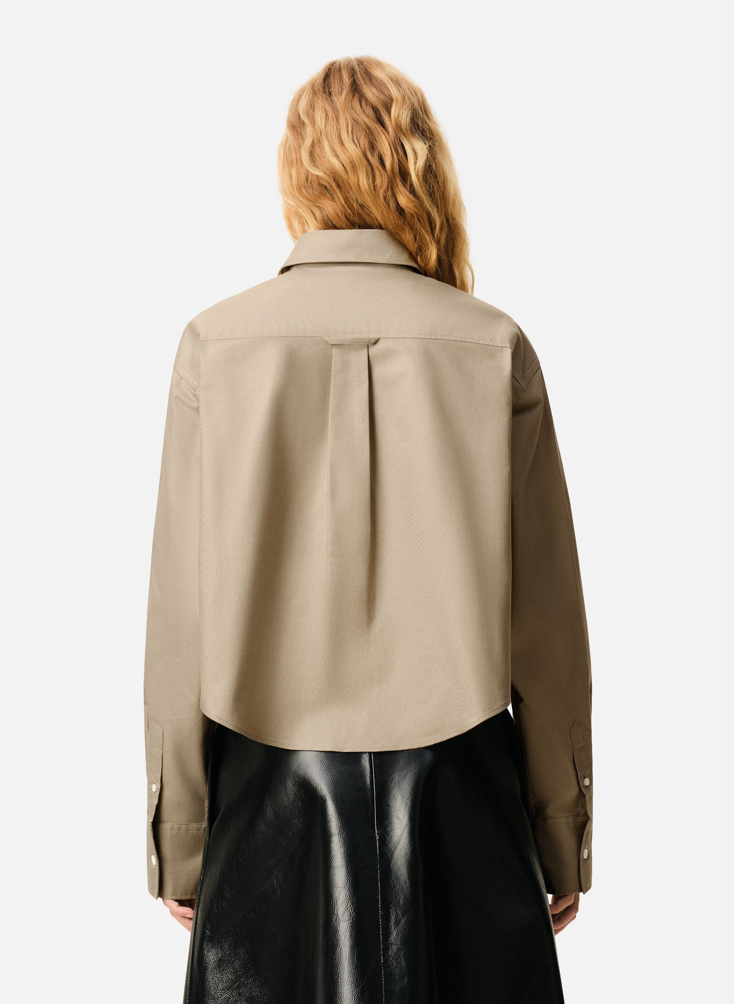 Chemise courte ami de coeur embossé en coton AMI PARIS Beige