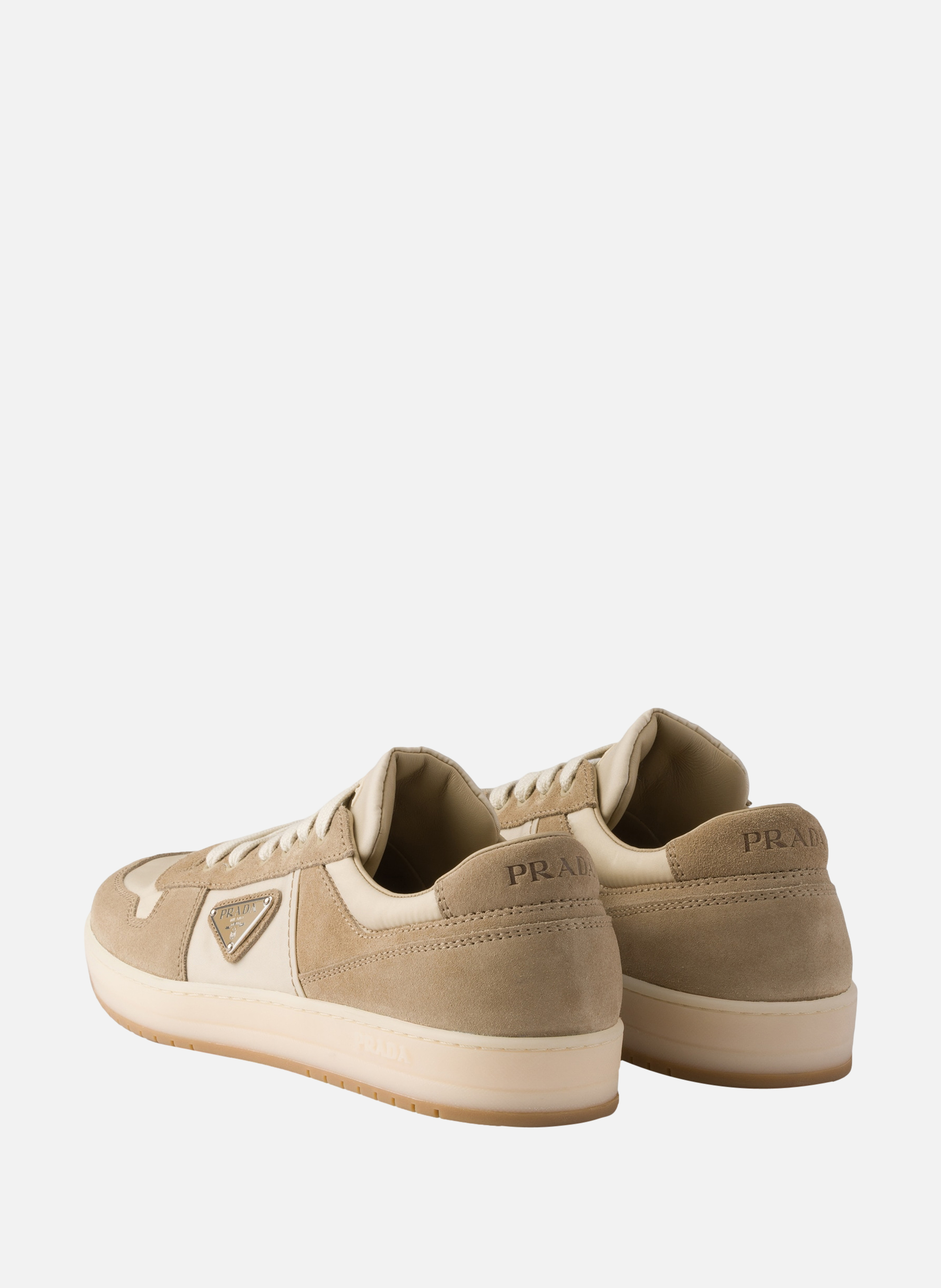 Sneakers downtown en re-nylon et veau velours PRADA Beige