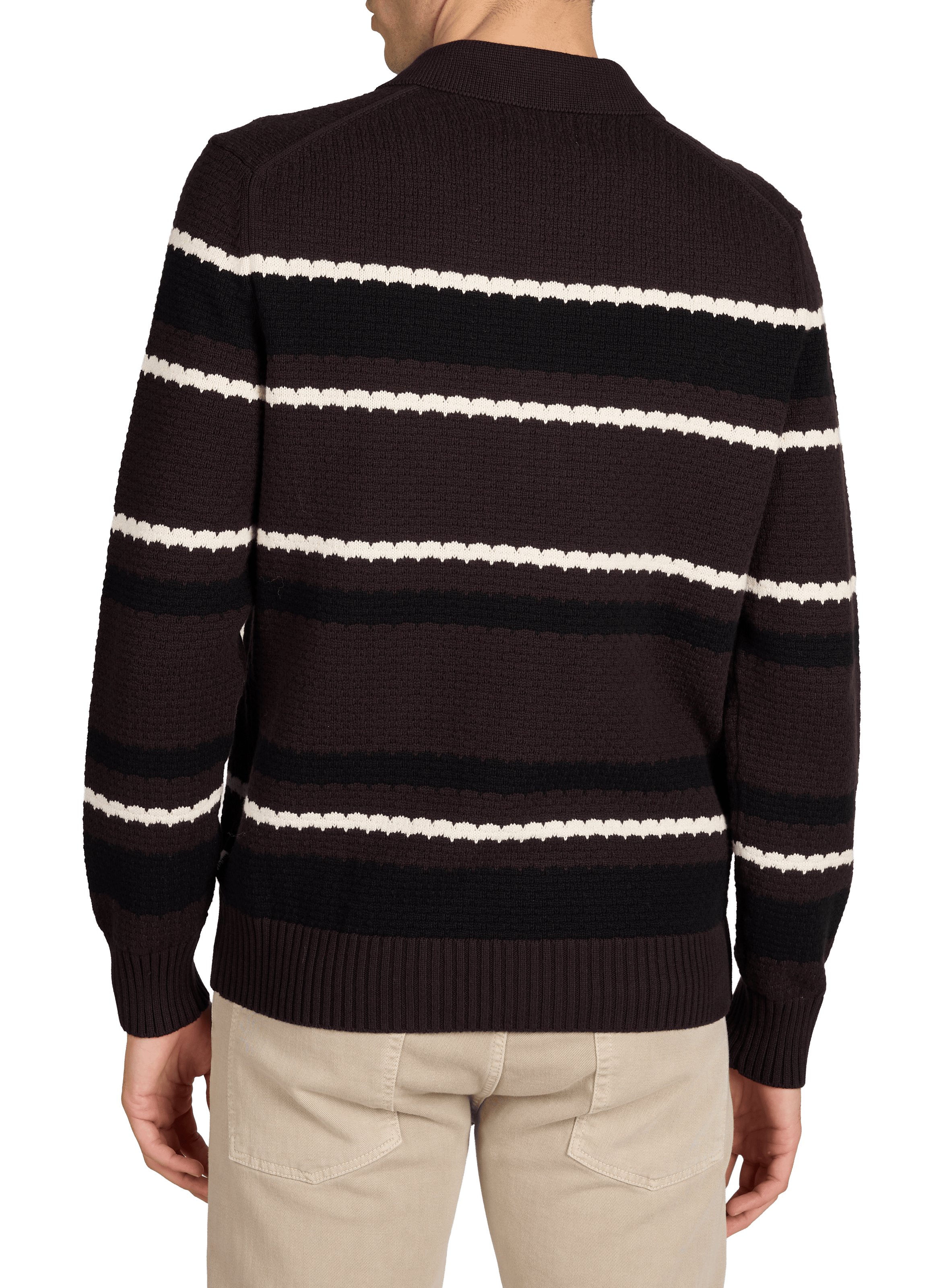 Polo manches longues à rayures en coton NN.07 Marron