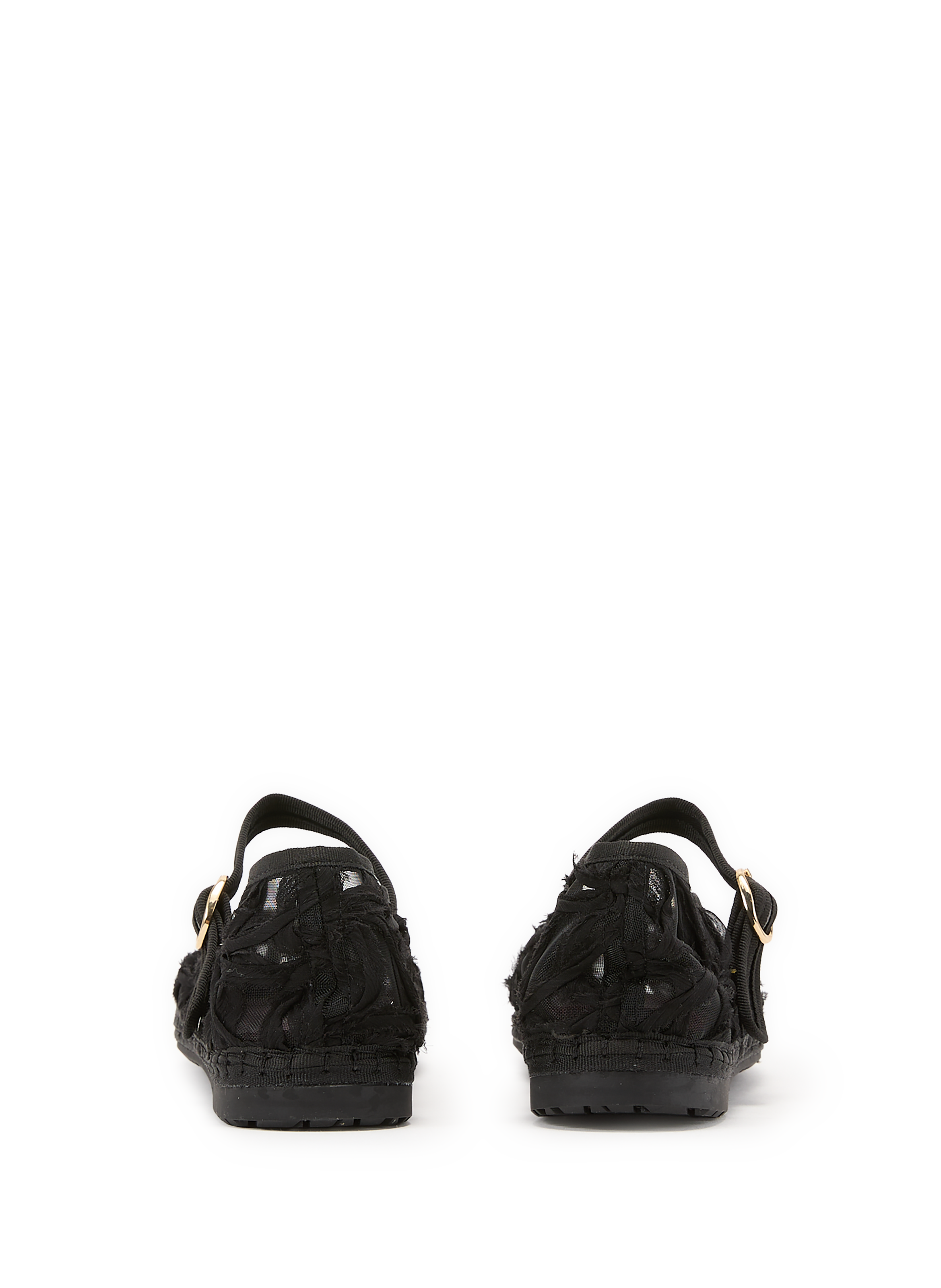 Ballet flats with a mixed cotton strap FLABELUS Black