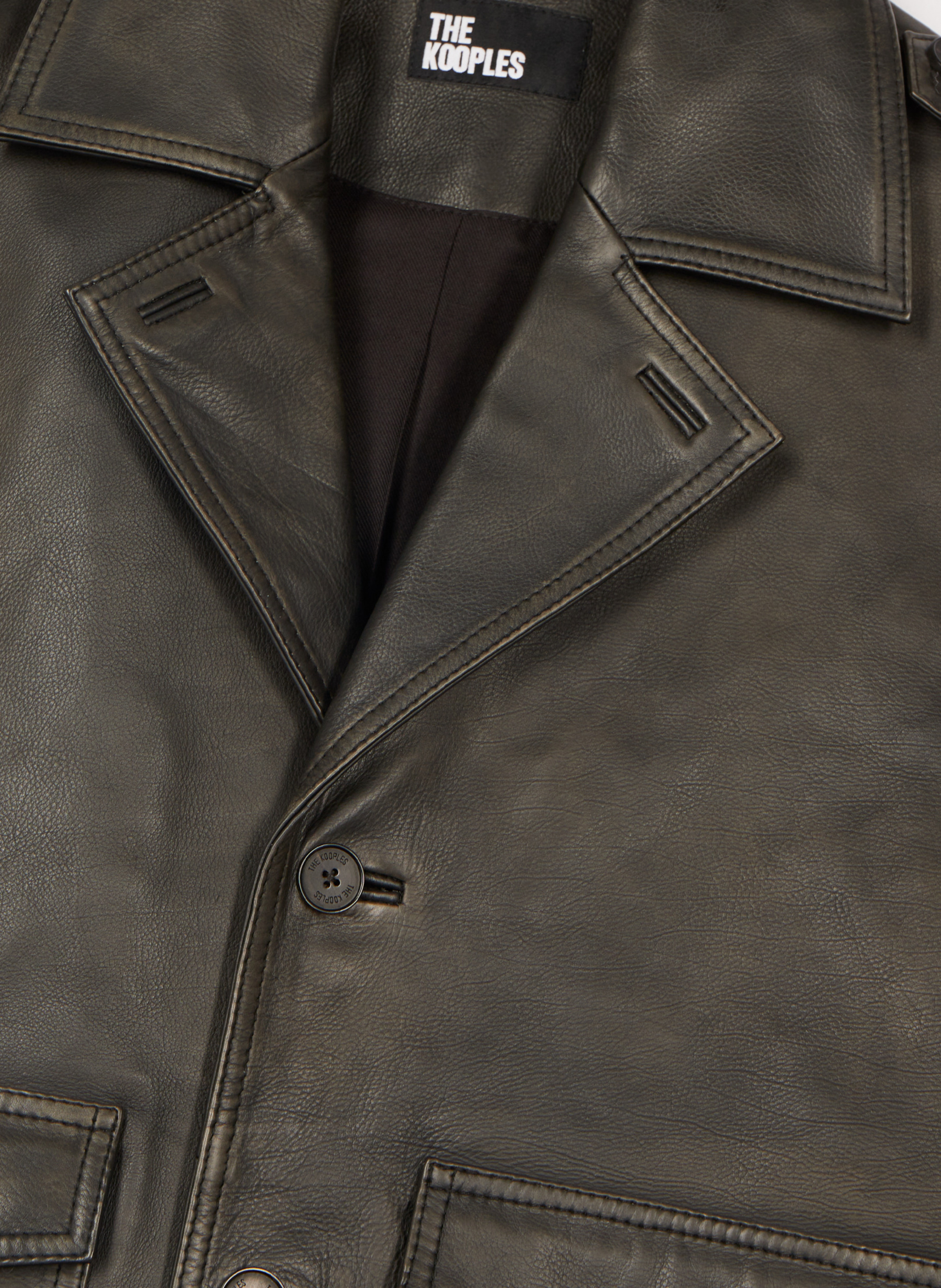 Blouson boutonné en cuir THE KOOPLES Noir