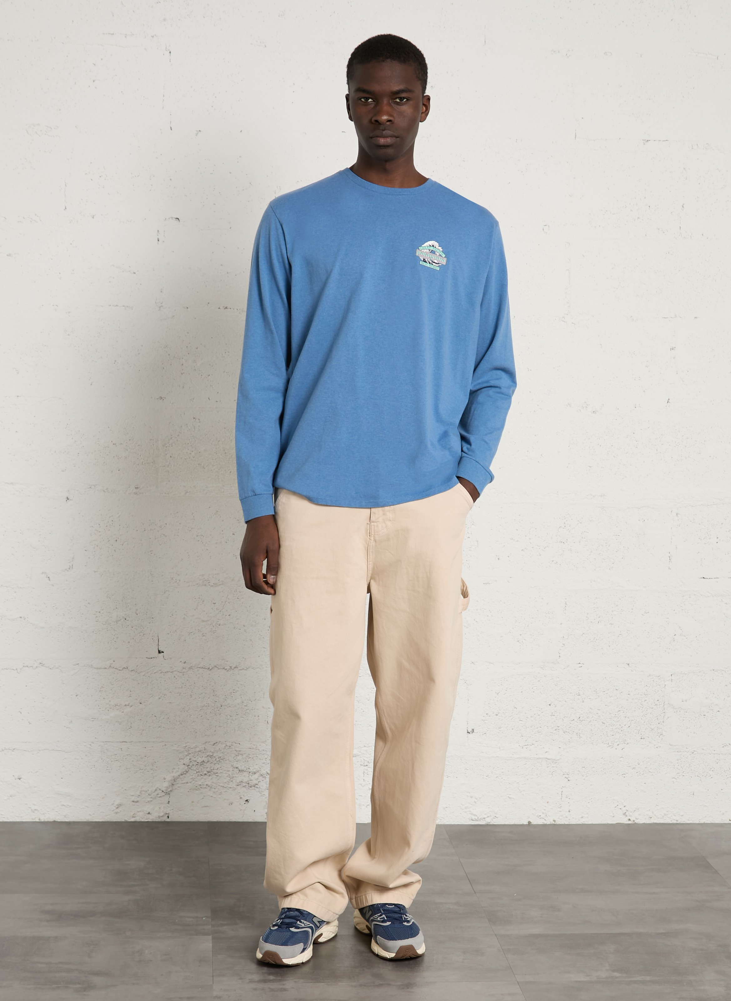 Tee-shirt droit col rond en coton recyclé mélangé PATAGONIA Bleu