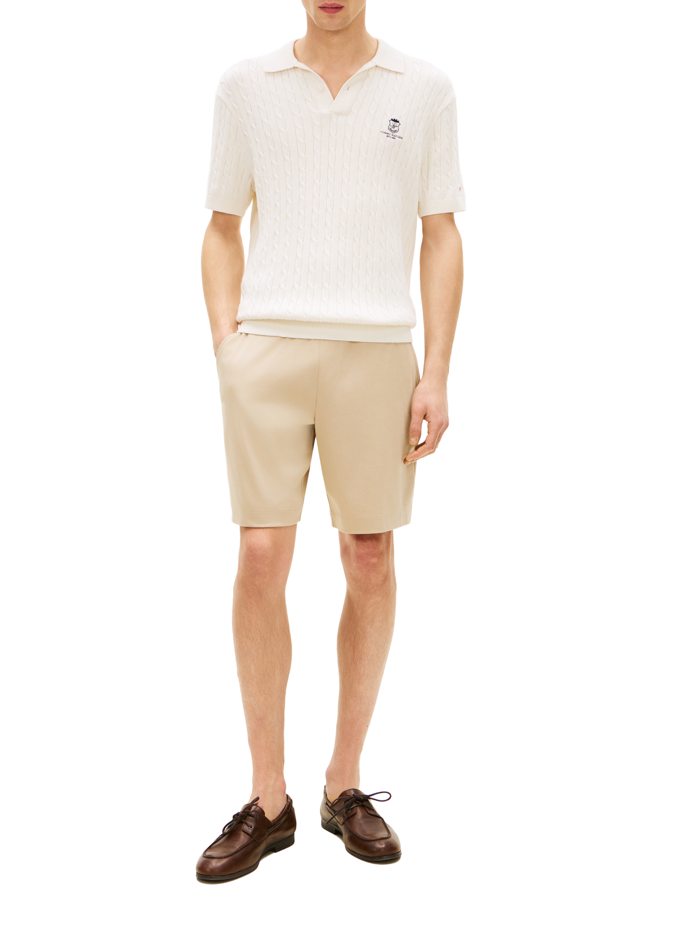 Straight Bermuda shorts in mixed cotton TOMMY HILFIGER Beige