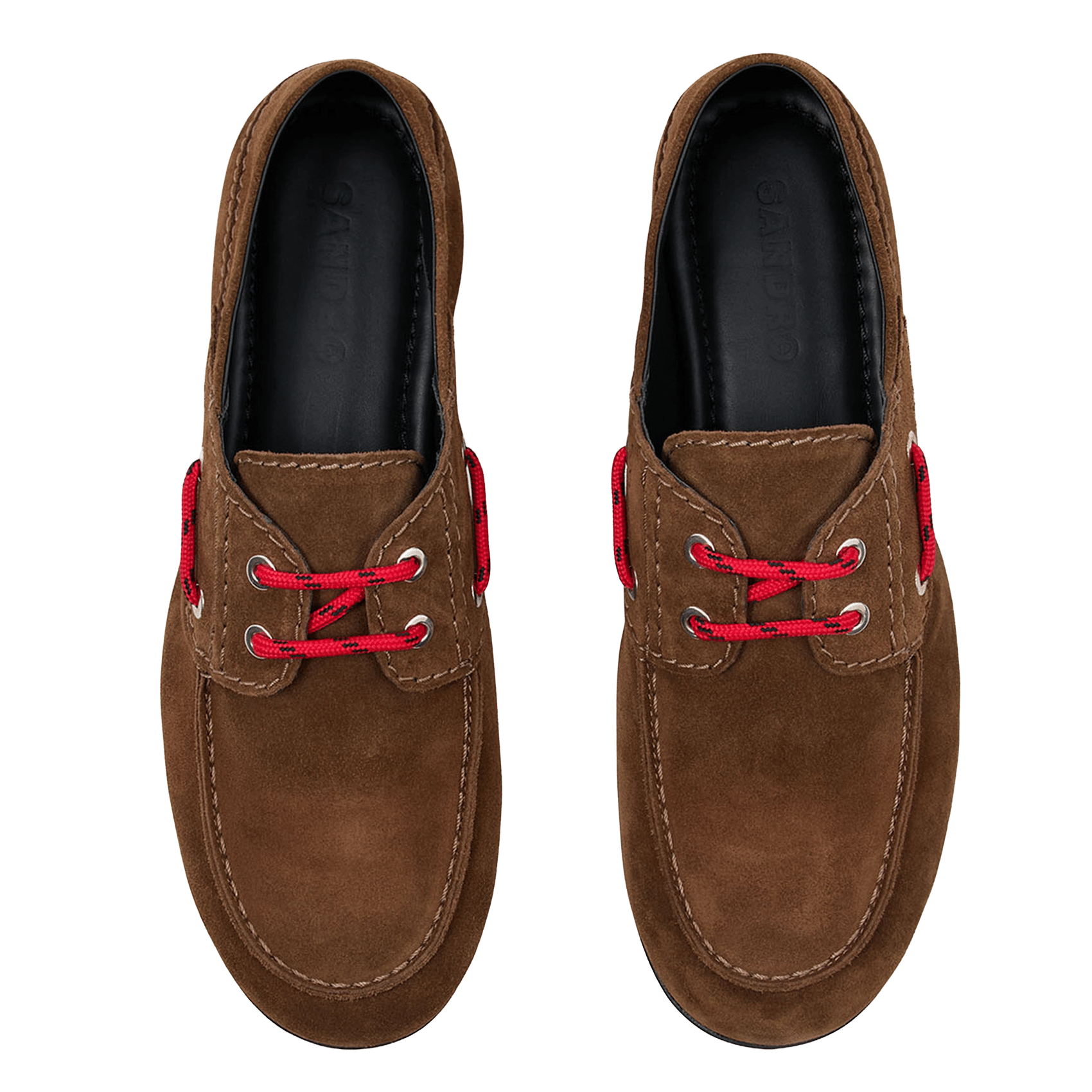 Chaussures bateaux en cuir velours SANDRO Marron