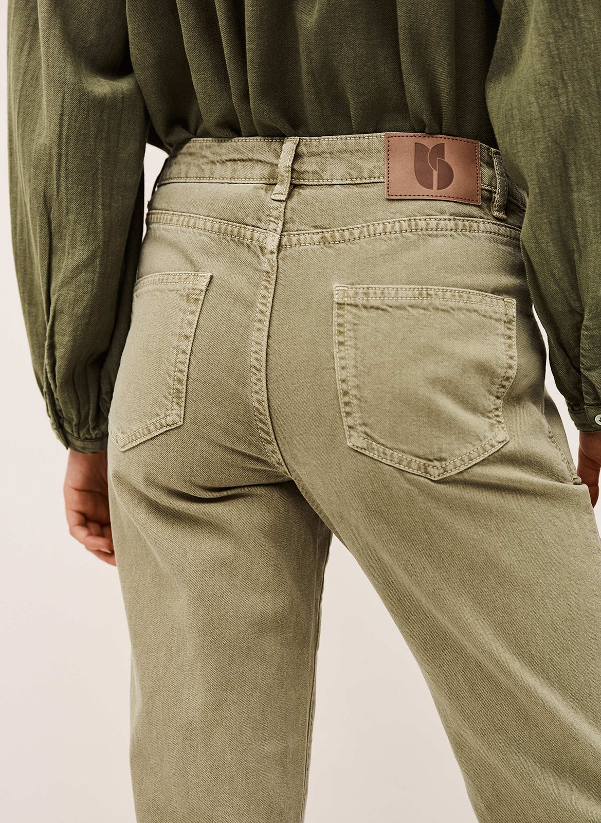 Jean droite en coton mélangé fally BA&SH Kaki