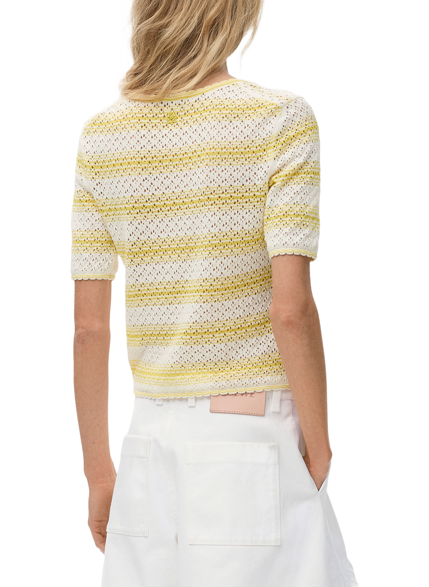 Short-sleeved cotton blend sweater LOEWE Yellow