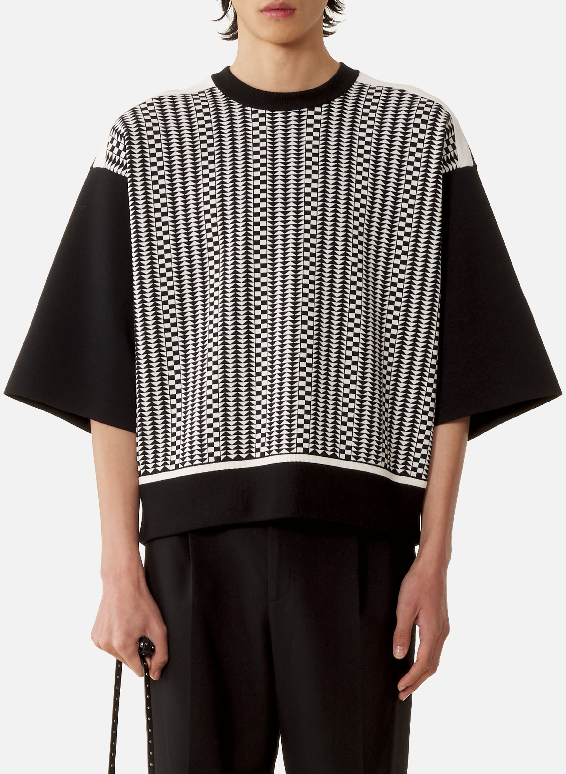 T-shirt ample en jacquard de soie et coton LANVIN Gris