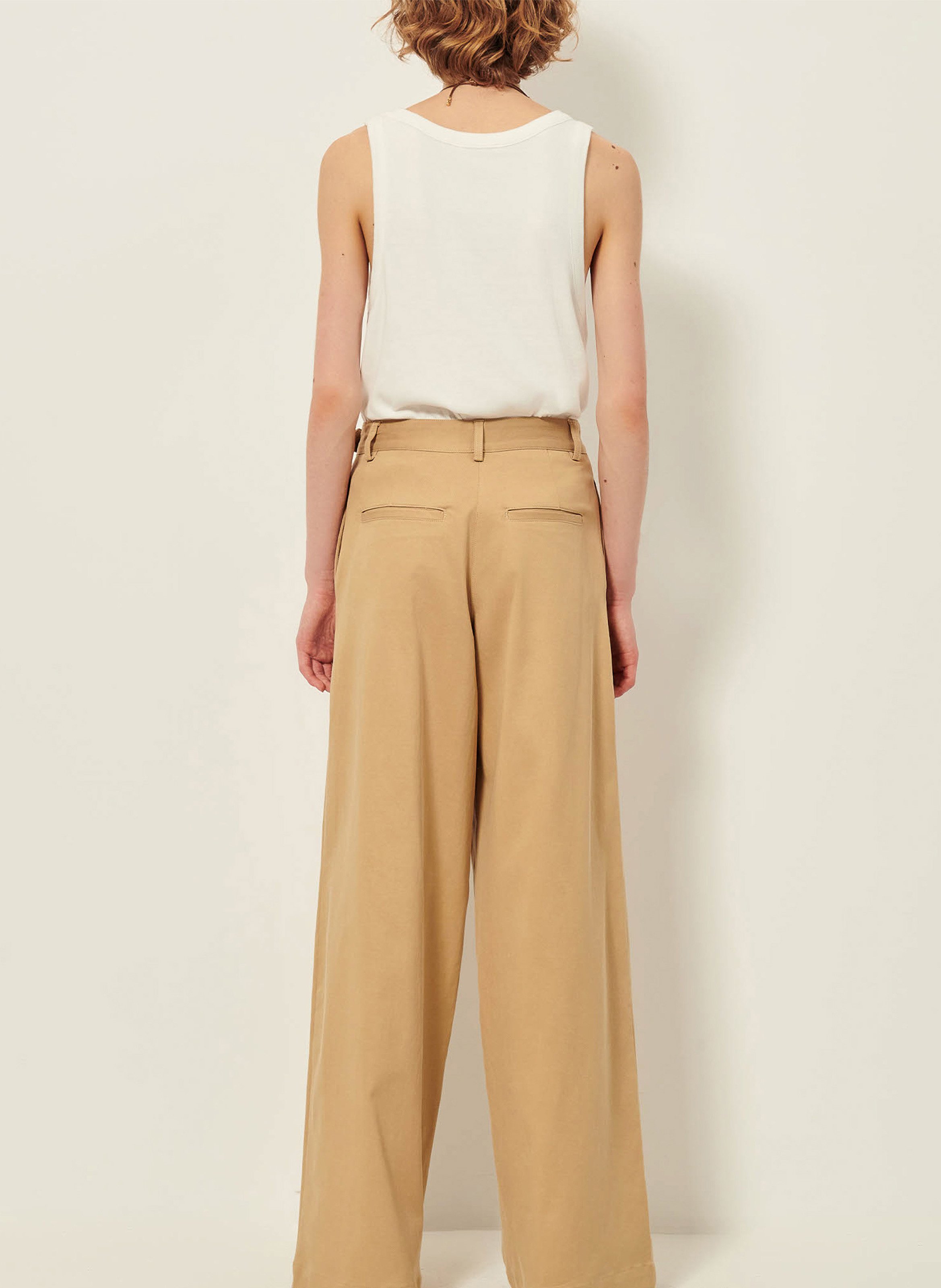 Pantalon large taille haute uni wesley SESSUN Beige