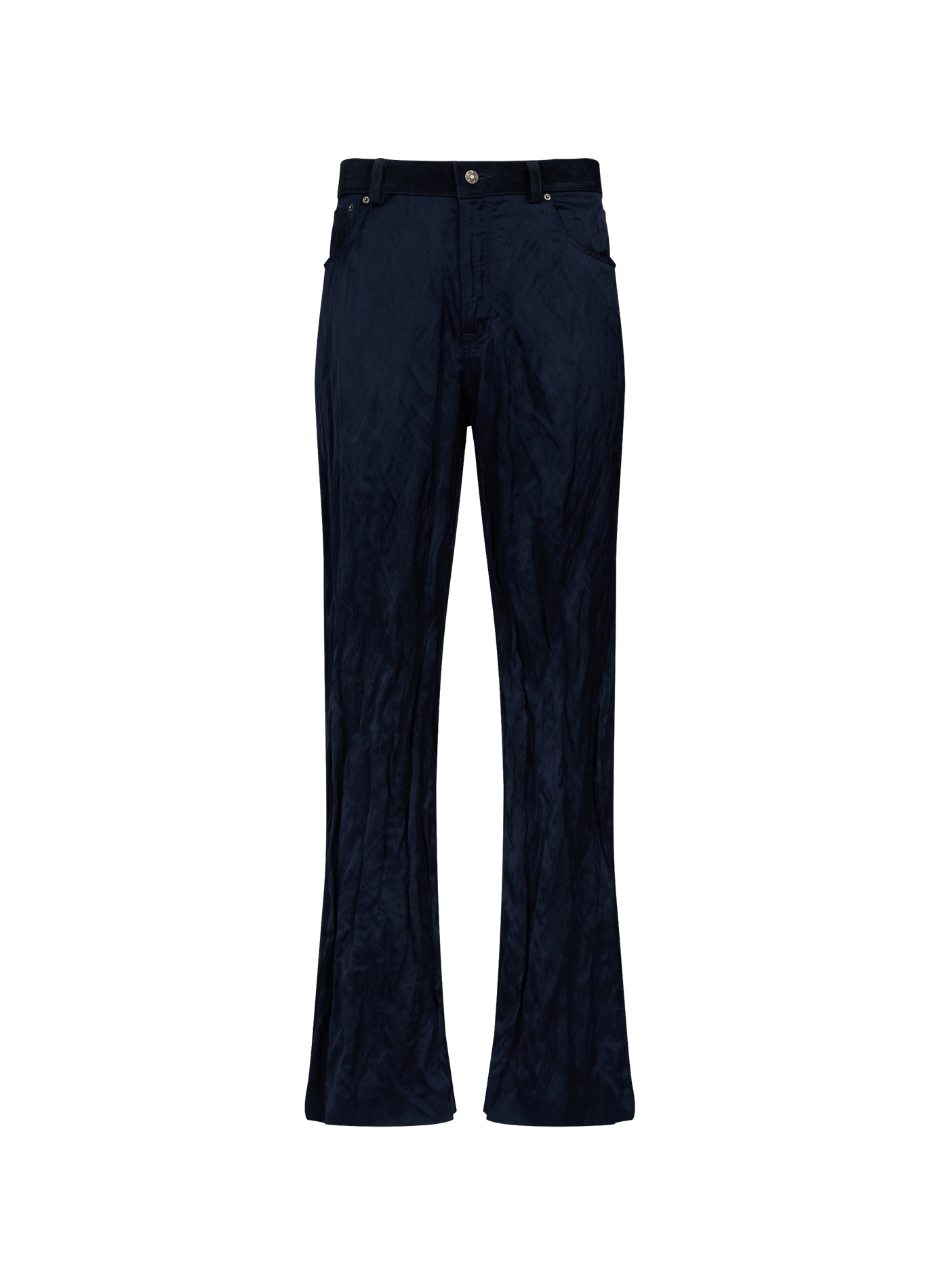 Weit geschnittene Satin-Knitterhose 424 Blau