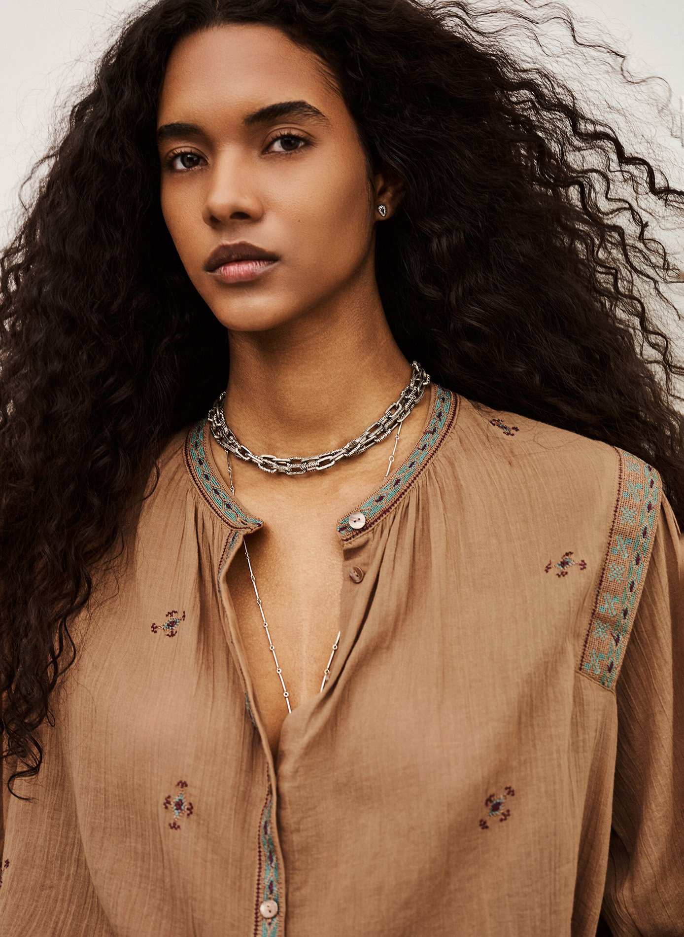 Chemise col rond en coton dalila BA&SH Beige