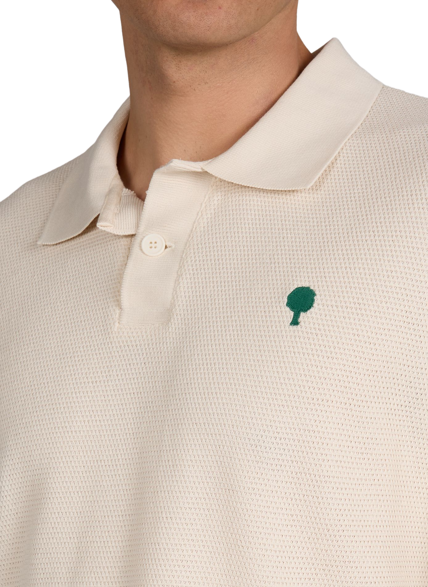 Short-sleeved textured cotton piqué polo FAGUO Beige