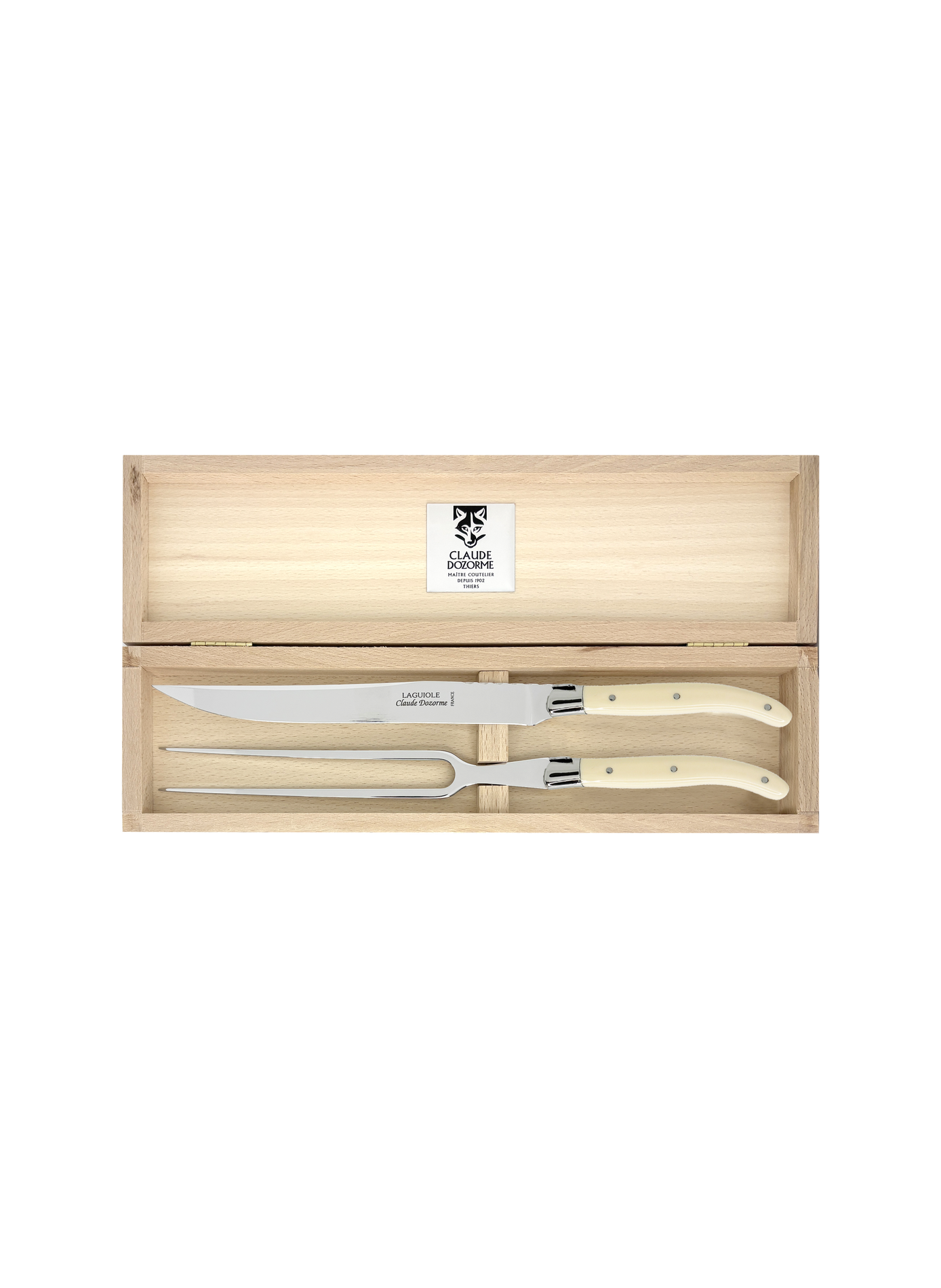 Laguiole Carving Set Box DOZORME Beige