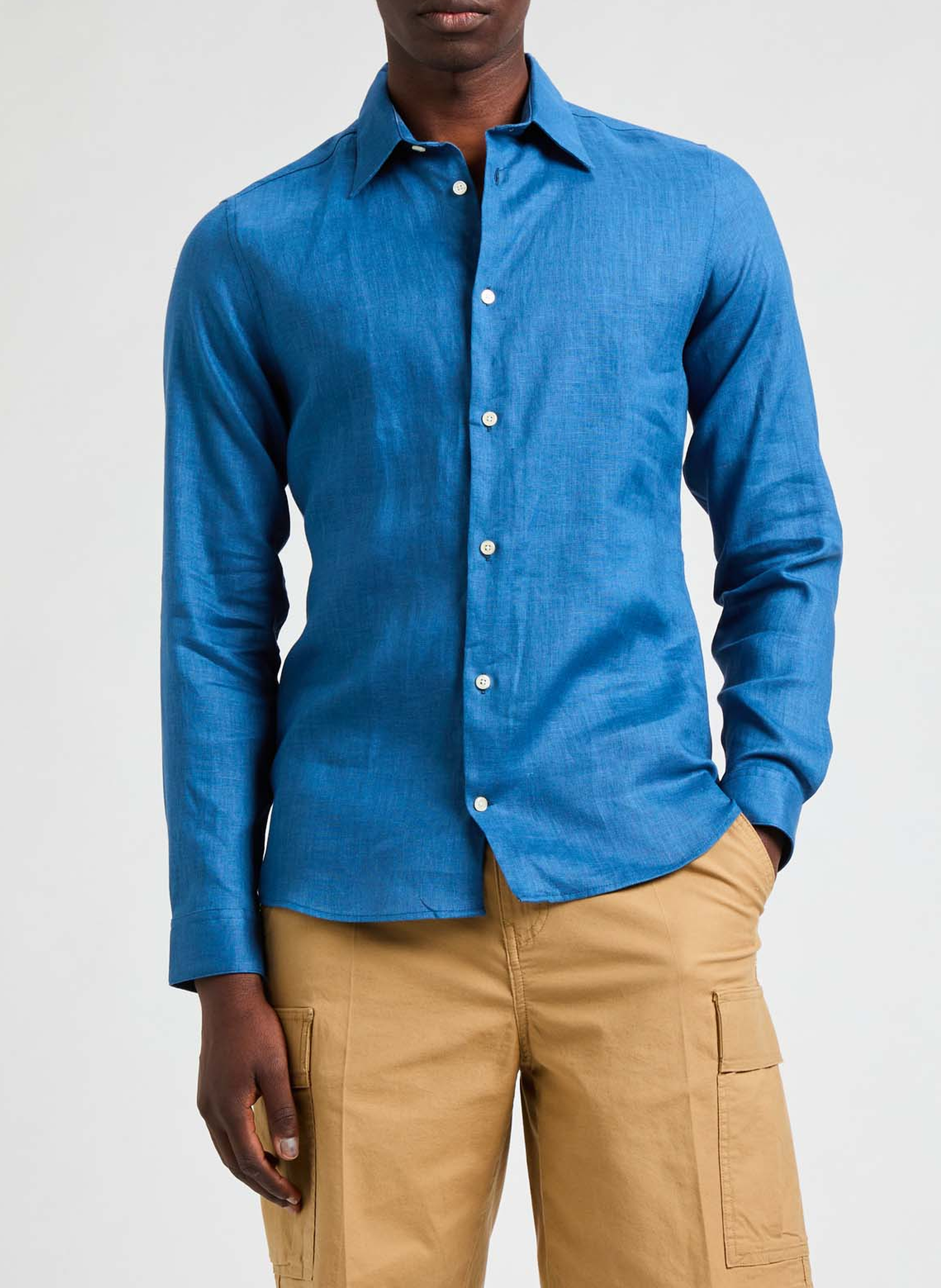 Chemise slim Flin-S en lin  AU PRINTEMPS PARIS Bleu