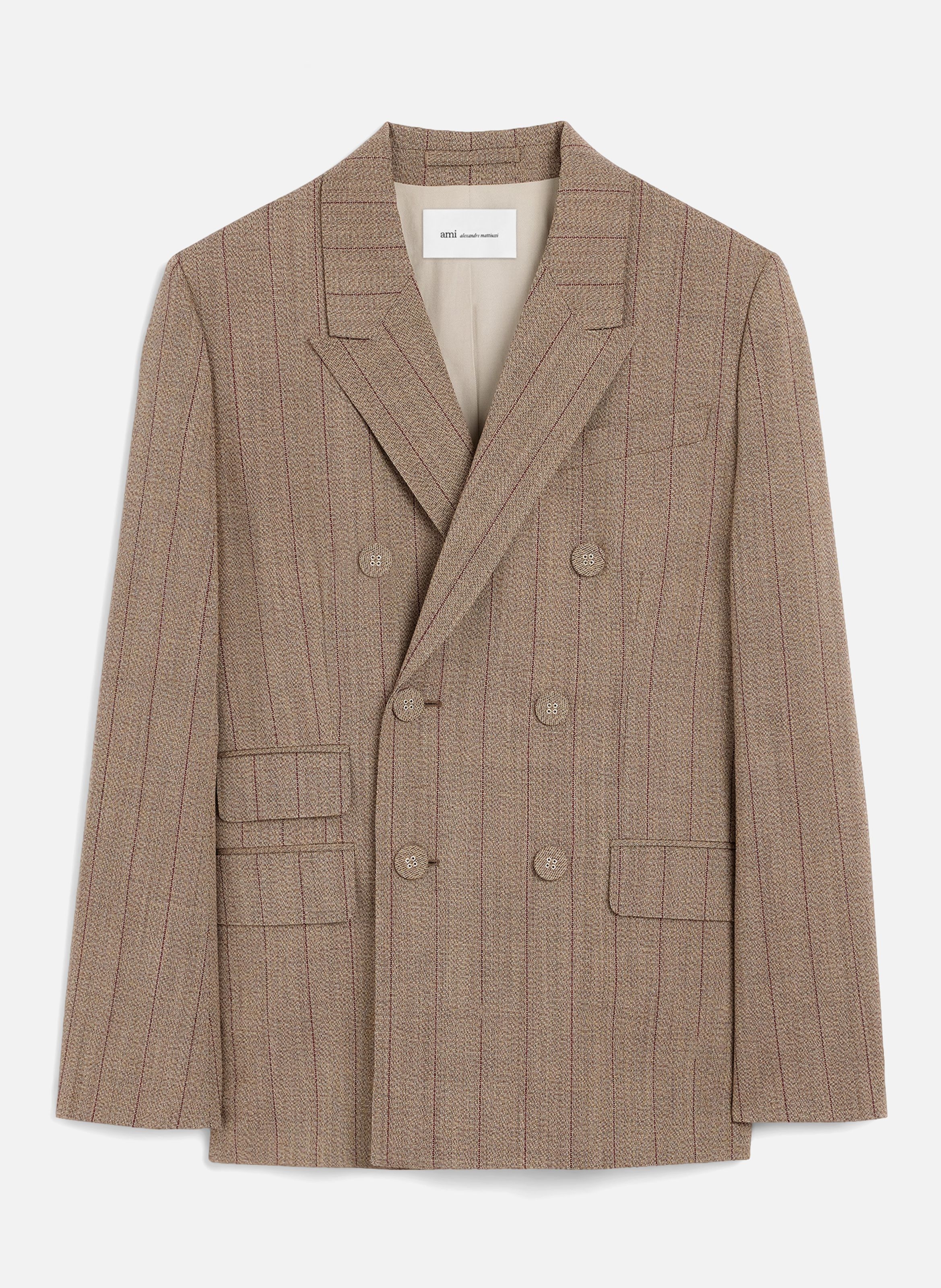 Veste rayée double boutonnage en laine AMI PARIS Marron