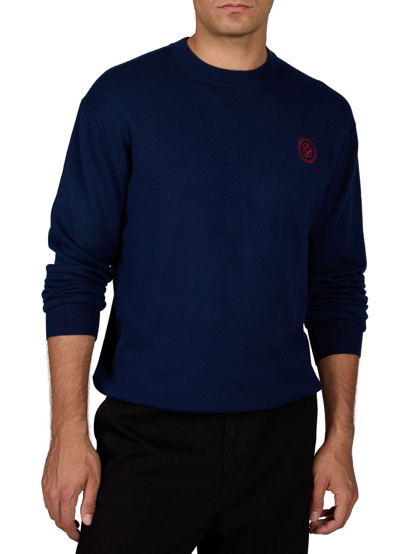 Round neck embroidered sweater DROLE DE MONSIEUR Blue