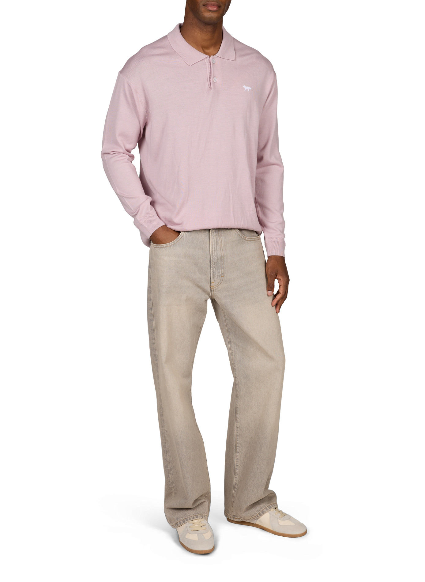 Polo mit Reißverschlusskragen aus Wolle MAISON KITSUNÉ Rosa