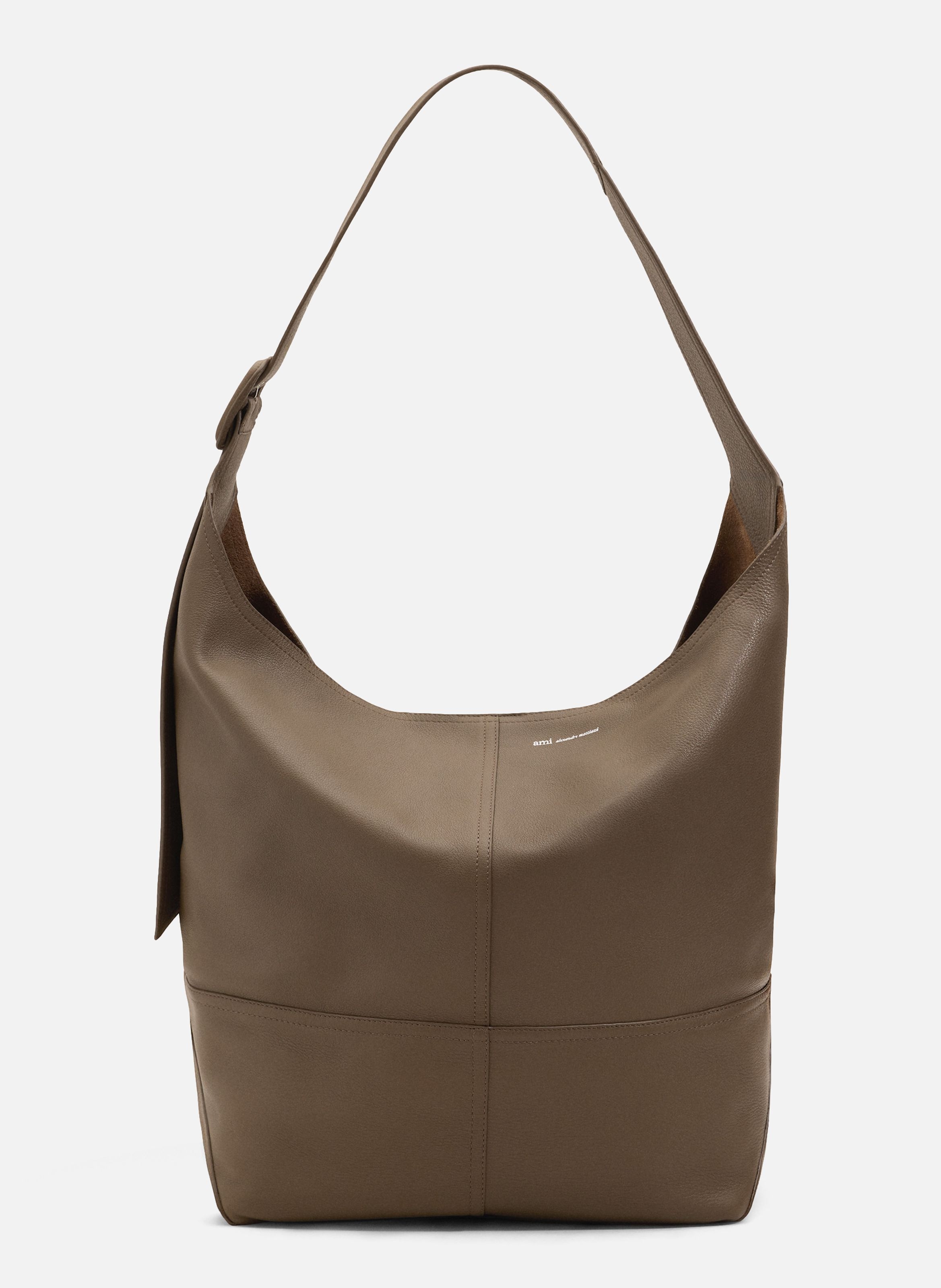 Sac porté croisé etienne unisexe en cuir de taurillon AMI PARIS Marron