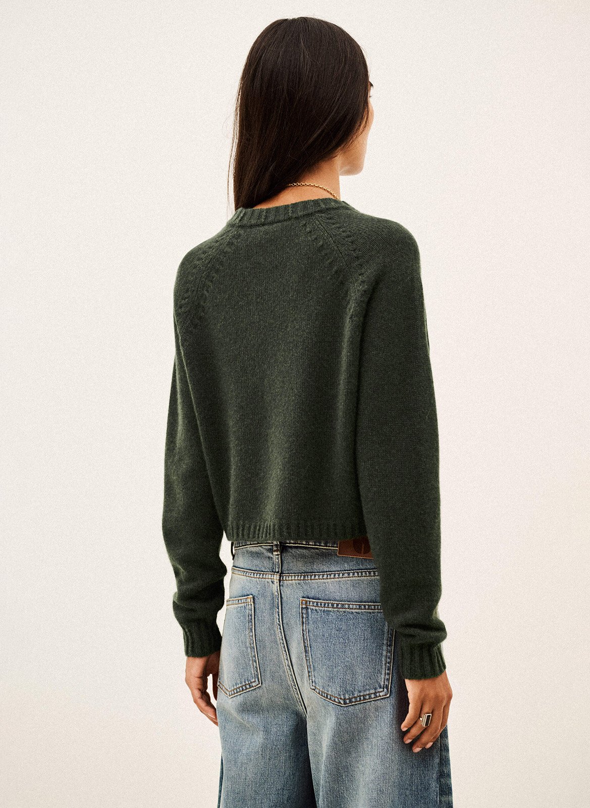 Pull col rond à zip en cachemire corvy BA&SH Kaki