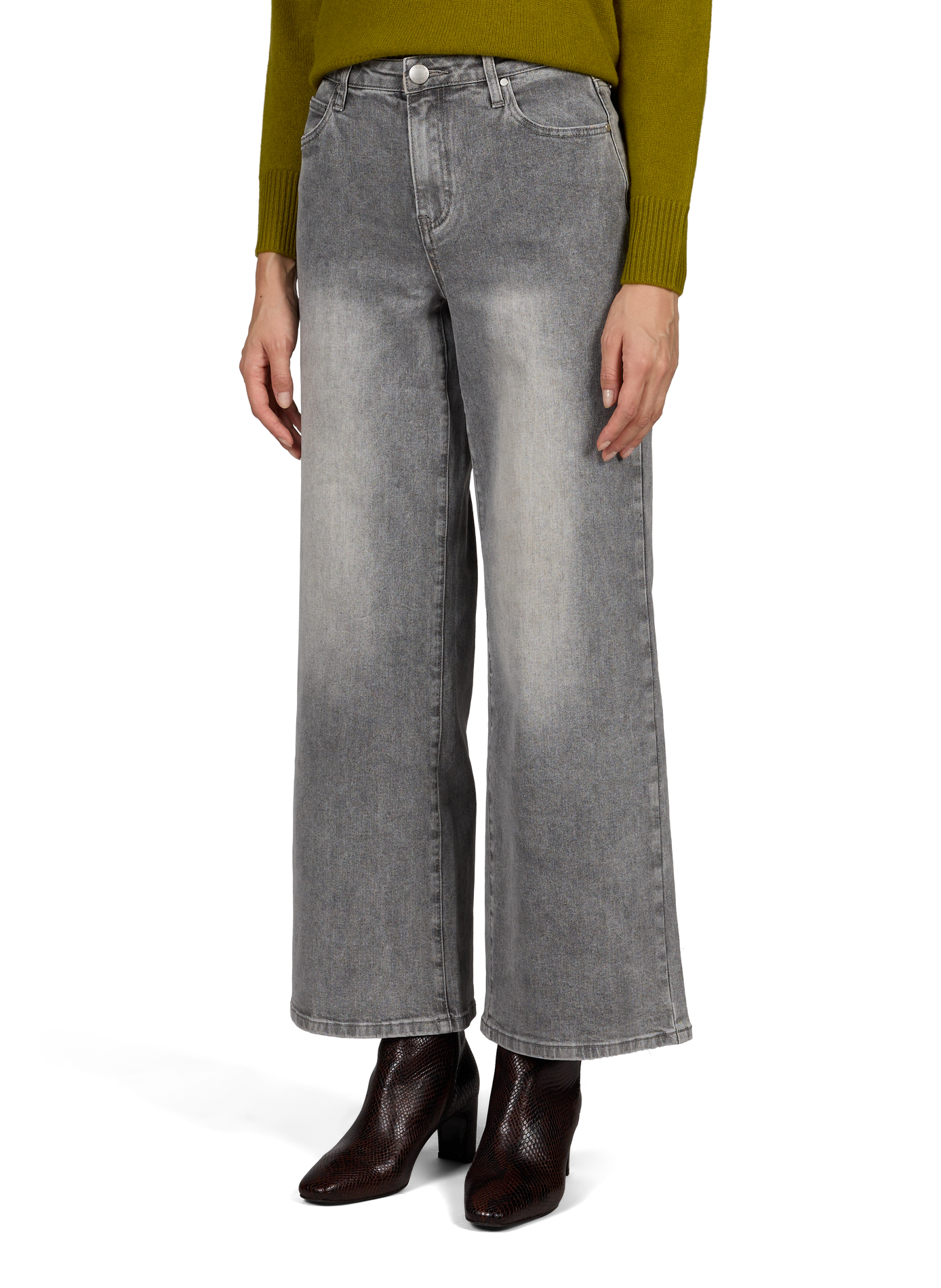 High-waisted wide-leg jeans SUNCOO Grey