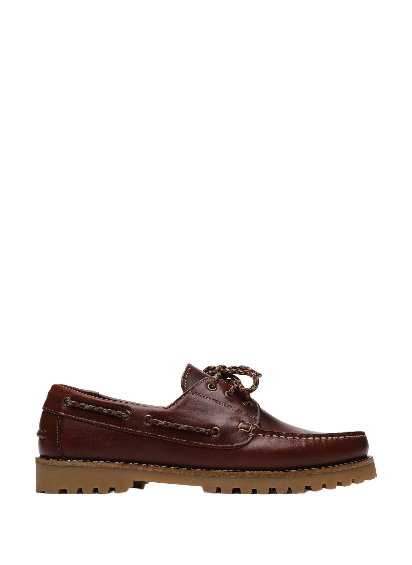 Larch leather lace-up boat shoes FAGUO Brown