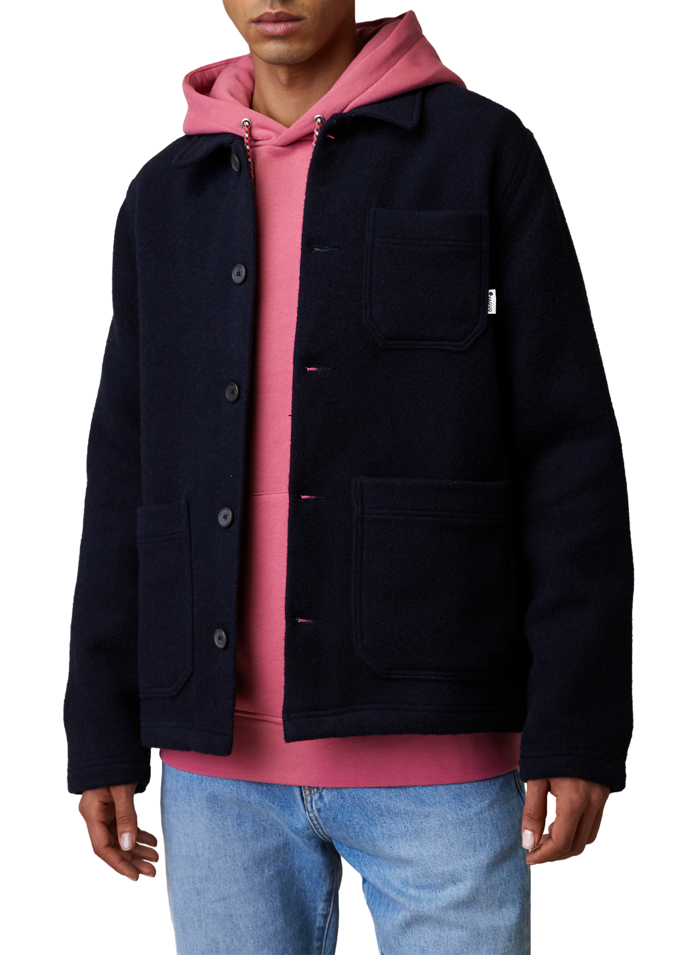 Veste col classique en laine mélangée FAGUO Blue