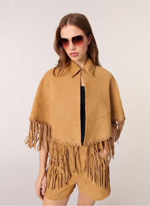 Veste ample en cuir Beige by MAJE MAJE Veste ample en cuir Beige