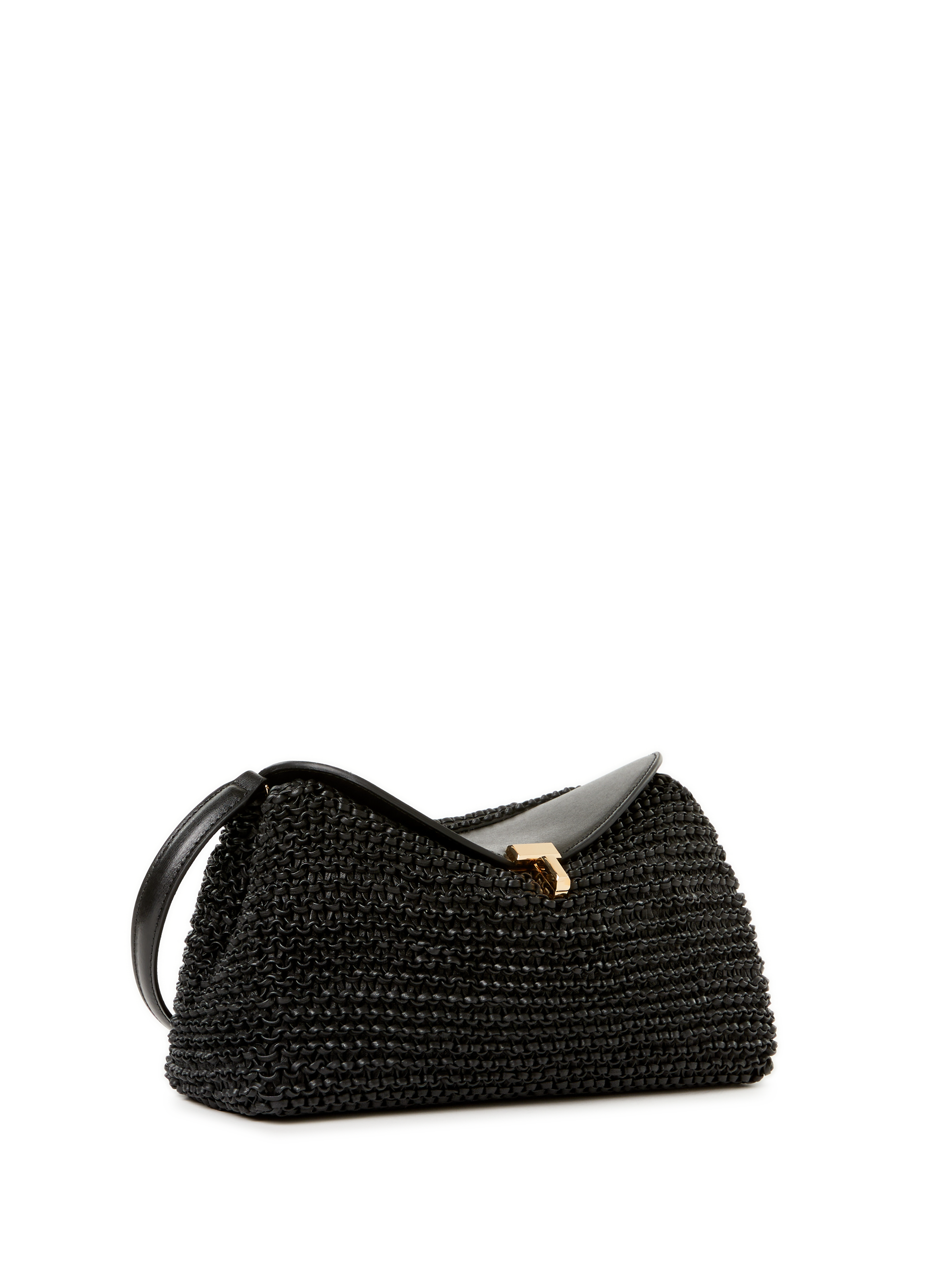 Braided leather T-lock handbag TOTEME Black