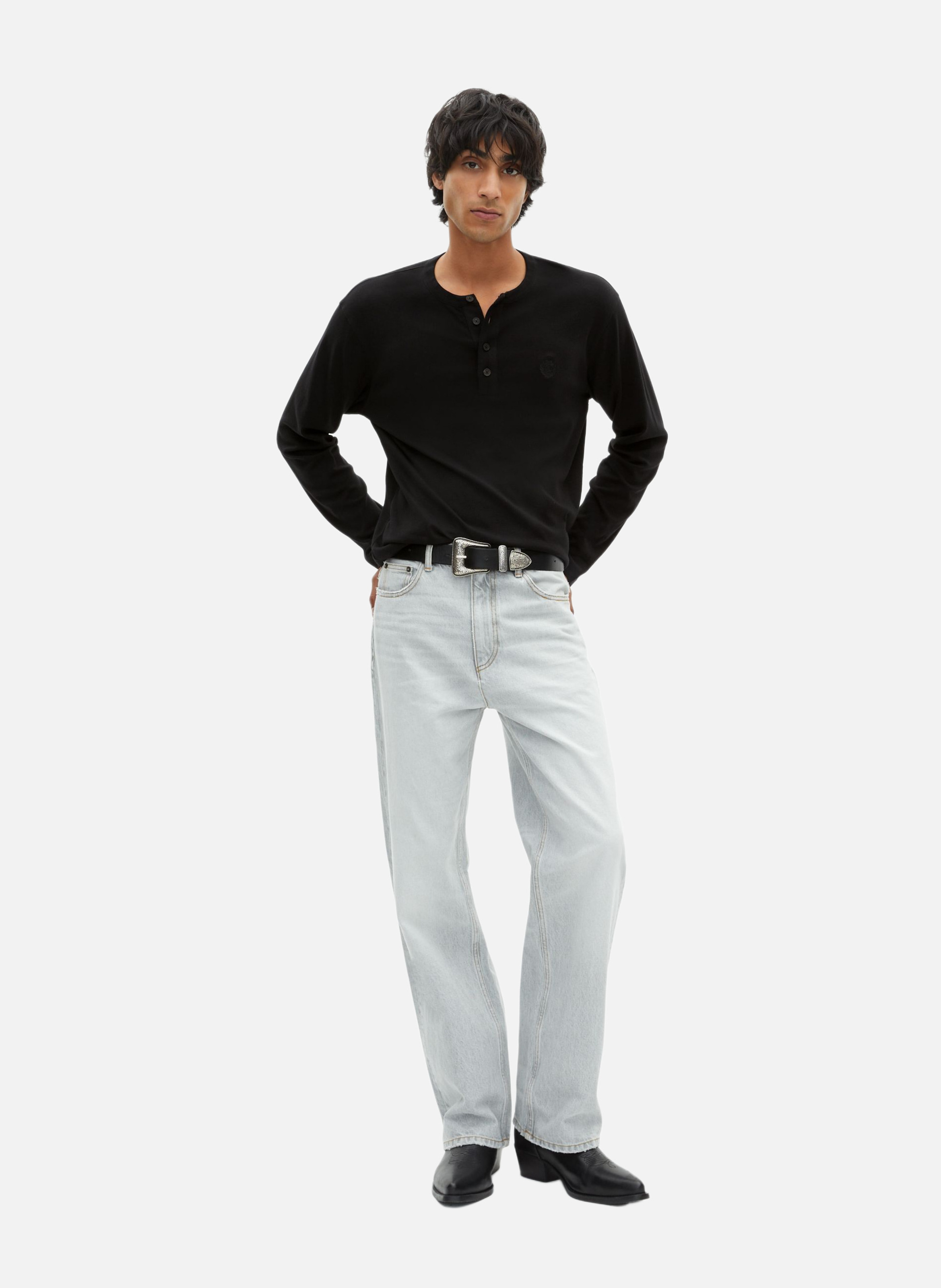 T-shirt manches longues avec blason THE KOOPLES Noir