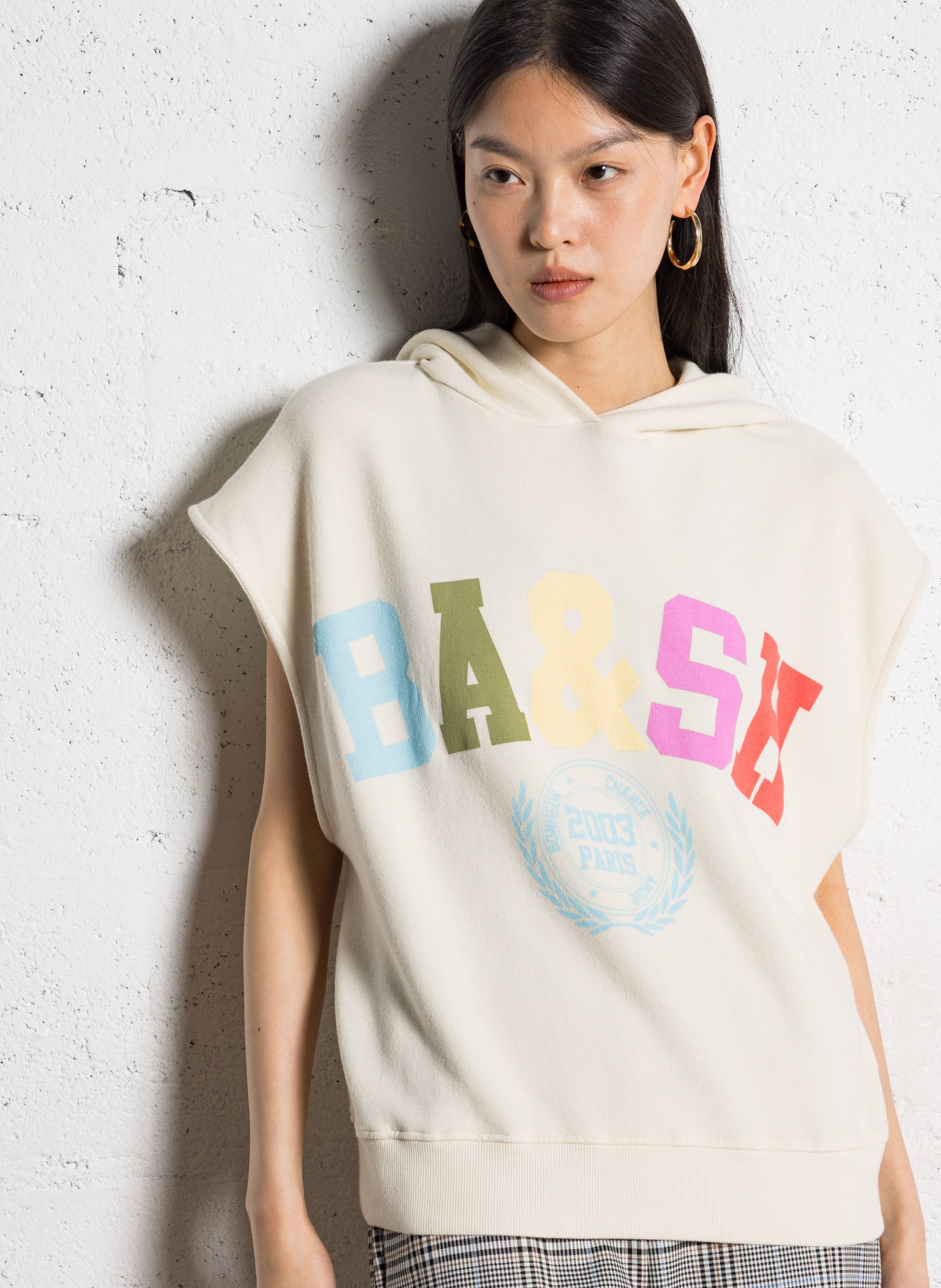BA&SH Sweat sans manches en coton mélangé beny Beige