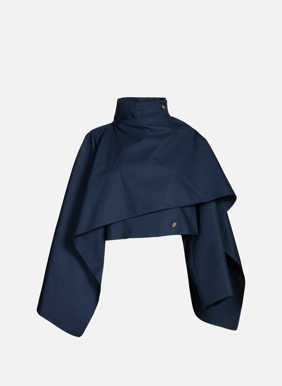 Short trench coat with shawl Blue by ADOLFO DOMINGUEZ ADOLFO DOMINGUEZ Short trench coat with shawl Blue