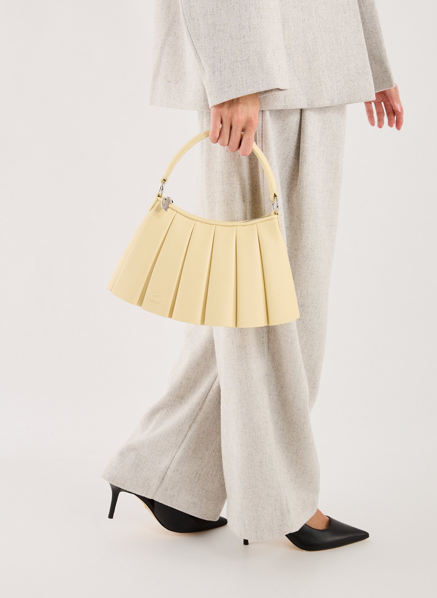 Petit sac Lenglen plissé en cuir LACOSTE Beige