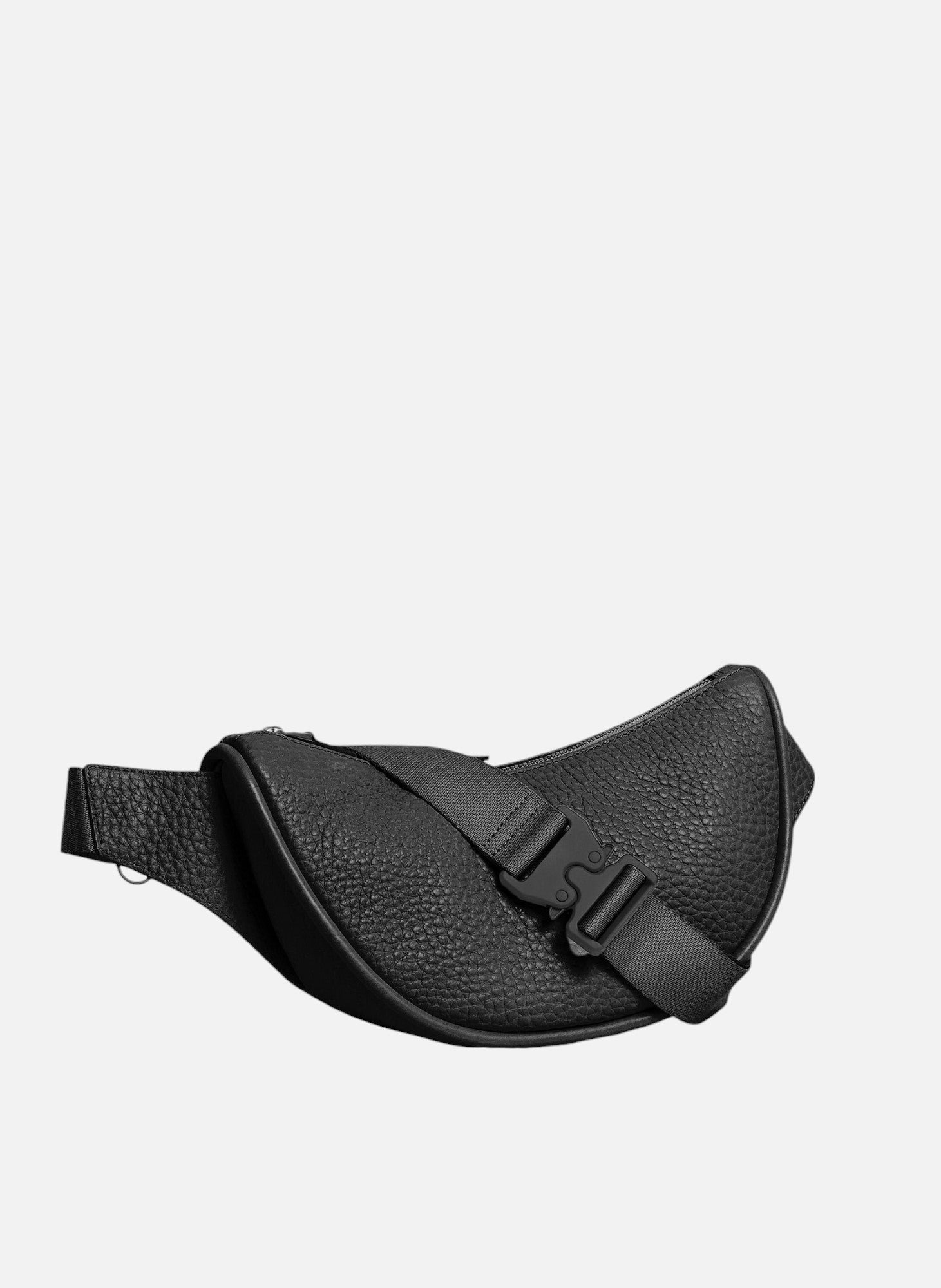 Sac banane noah en cuir grain buffle et cuir lisse Noir